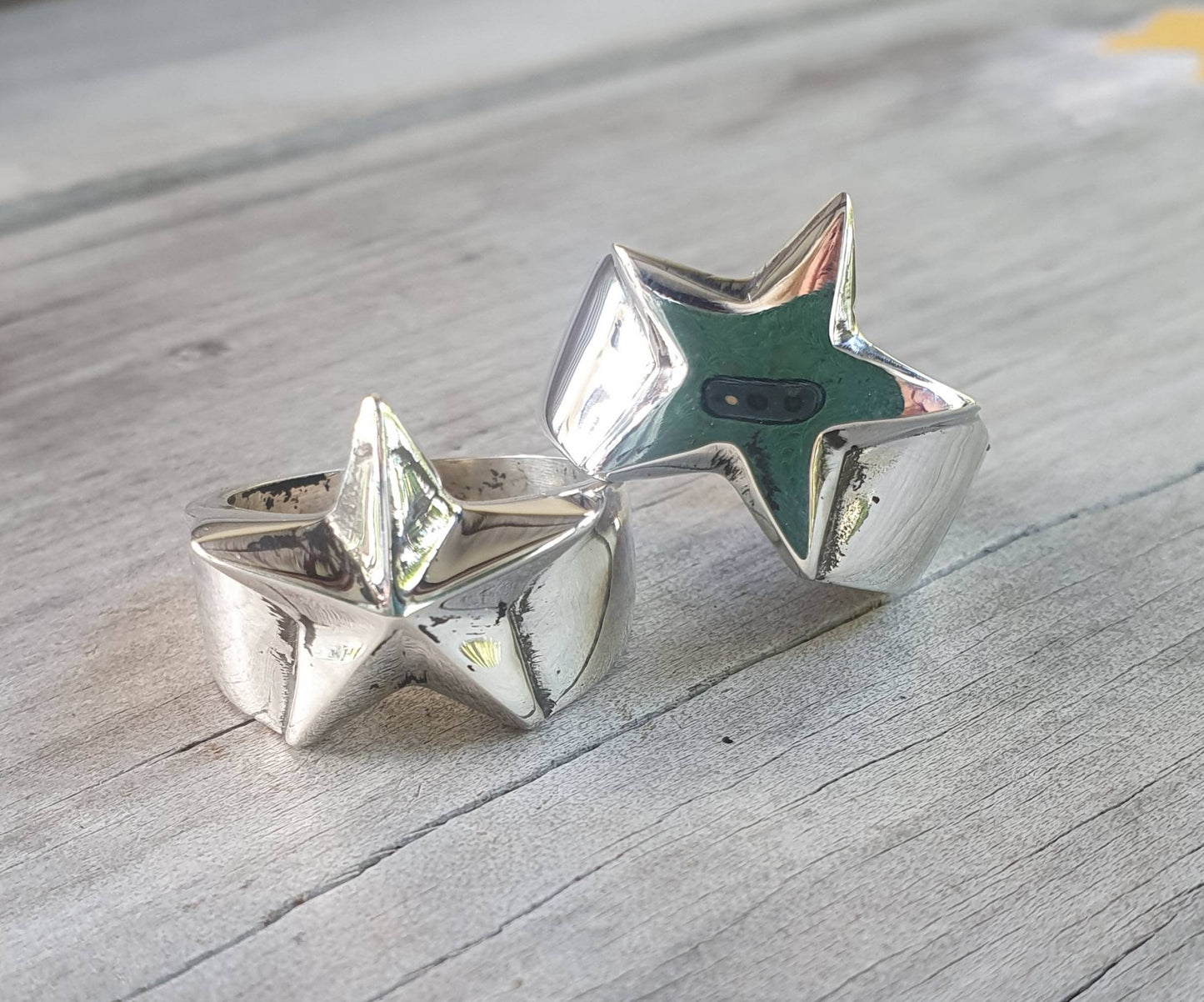 star caltex ring,925 Sterling silver caltex,flat star,5 pointed star,chunky,new age,