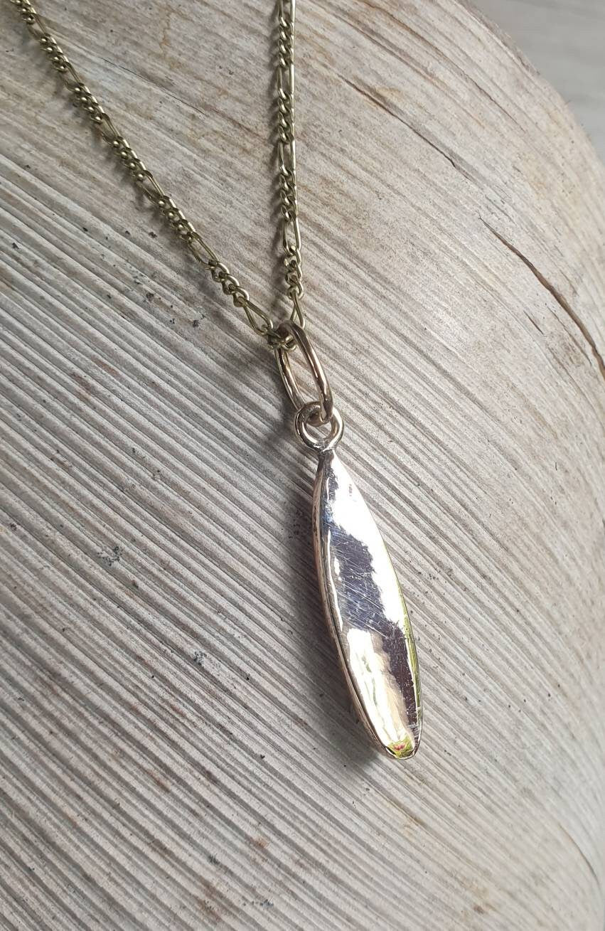 Gold surf board pendant,solid 10k gold, surfer,Long board,surfer necklace, wave,boho