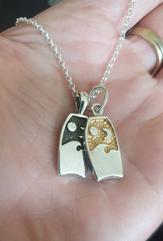 Boogie board,surf,sterling silver,moon,sun,surf wave pendant, wave,surfer, sterling silver,surf charm,beach jewelry,handmade,