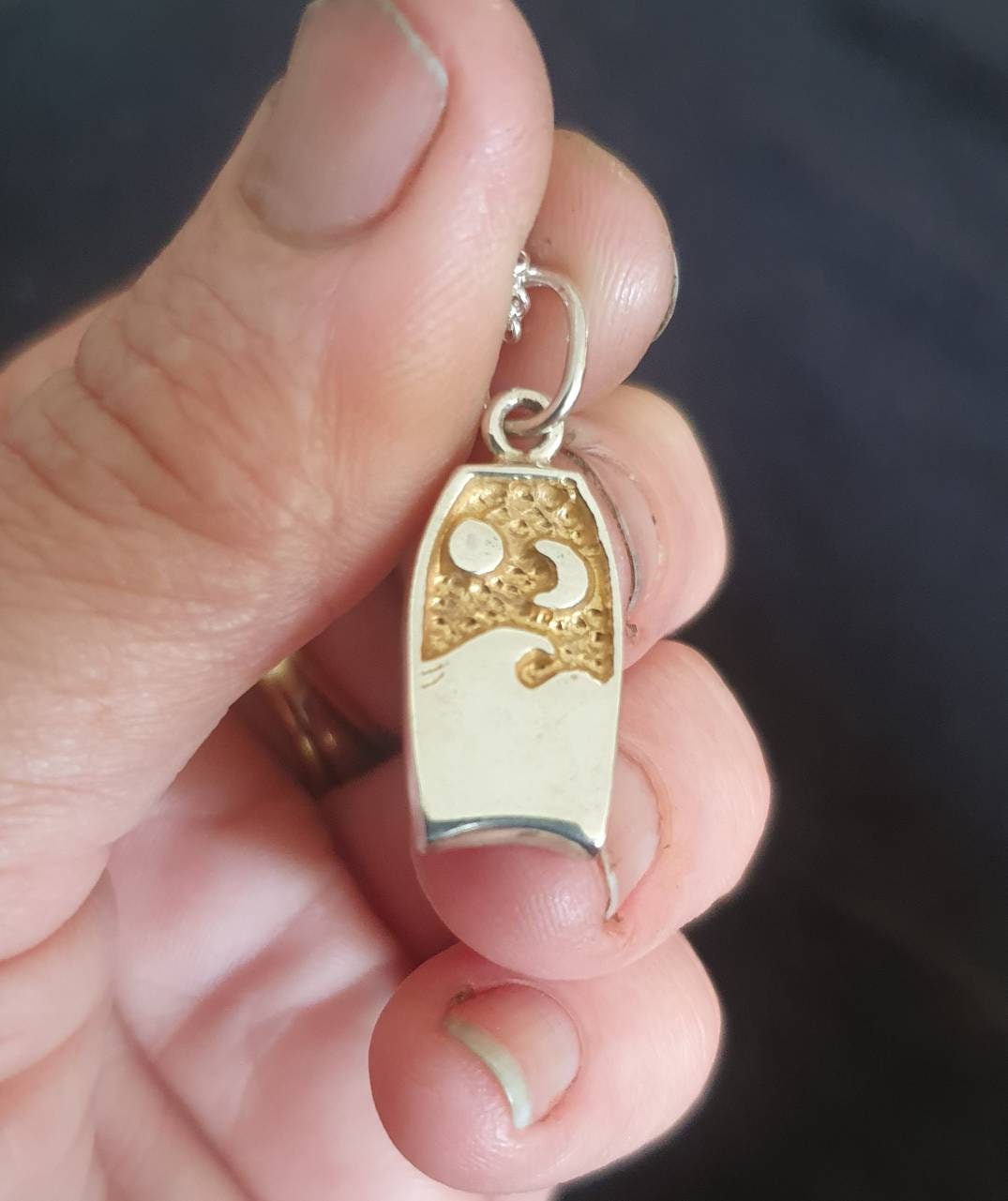 Boogie board,surf,sterling silver,moon,sun,surf wave pendant, wave,surfer, sterling silver,surf charm,beach jewelry,handmade,