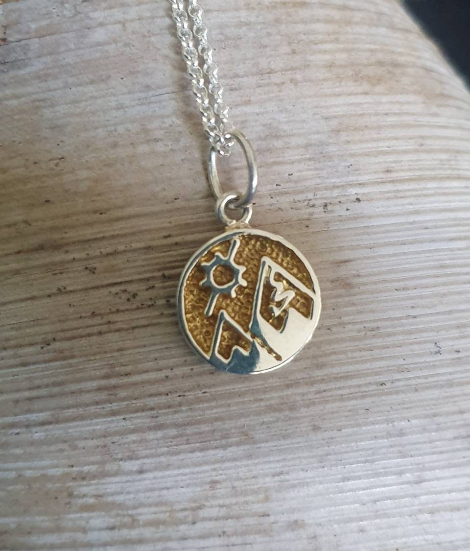 Snow mountains,sterling silver,ski pendant,snowboard pendant,handmade,