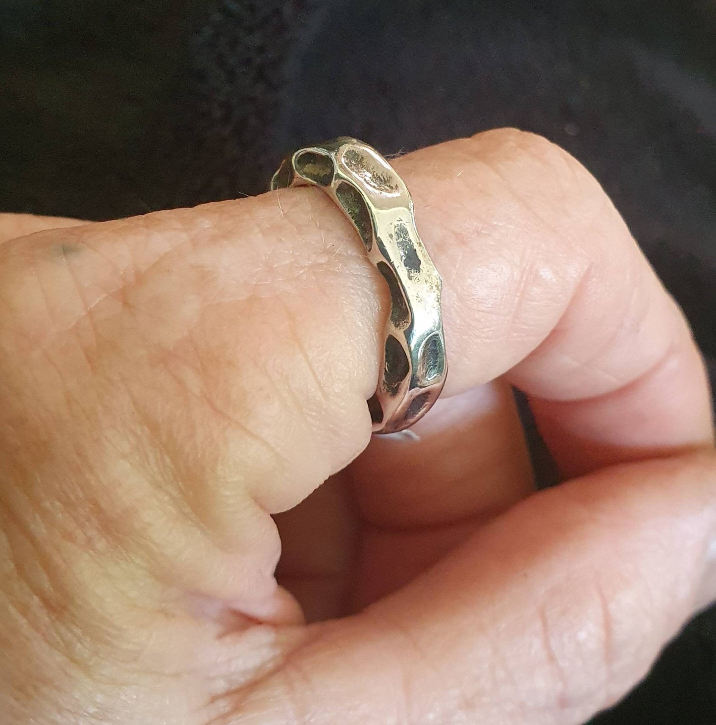 Nugget hammered ring, solid 925 Sterling silver,stacker band,industrial, rustic wedding band, unisex,men's fashion,handmade,steampunk