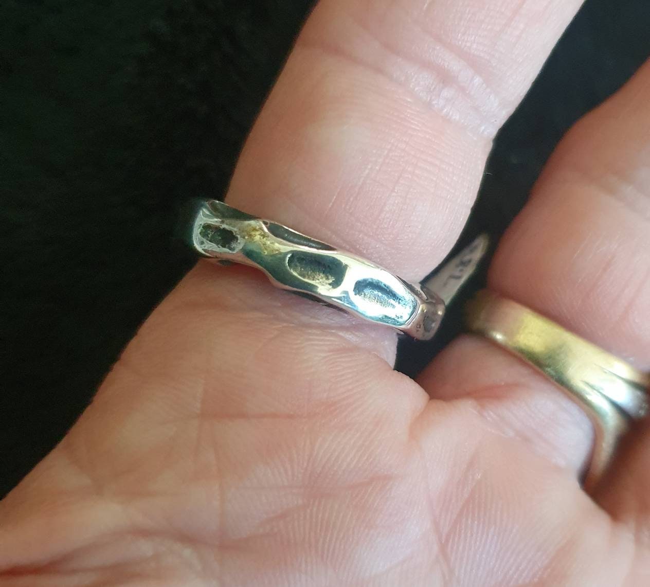Nugget hammered ring, solid 925 Sterling silver,stacker band,industrial, rustic wedding band, unisex,men's fashion,handmade,steampunk
