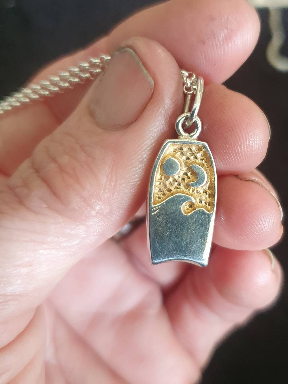 Boogie board,surf,sterling silver,moon,sun,surf wave pendant, wave,surfer, sterling silver,surf charm,beach jewelry,handmade,