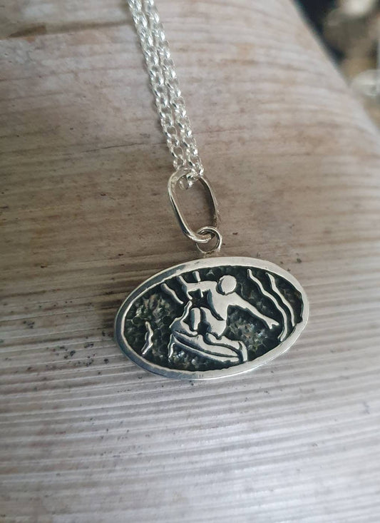 Surf board rider,sterling silver,surfer,sterling silver,snowboard charm,handmade,