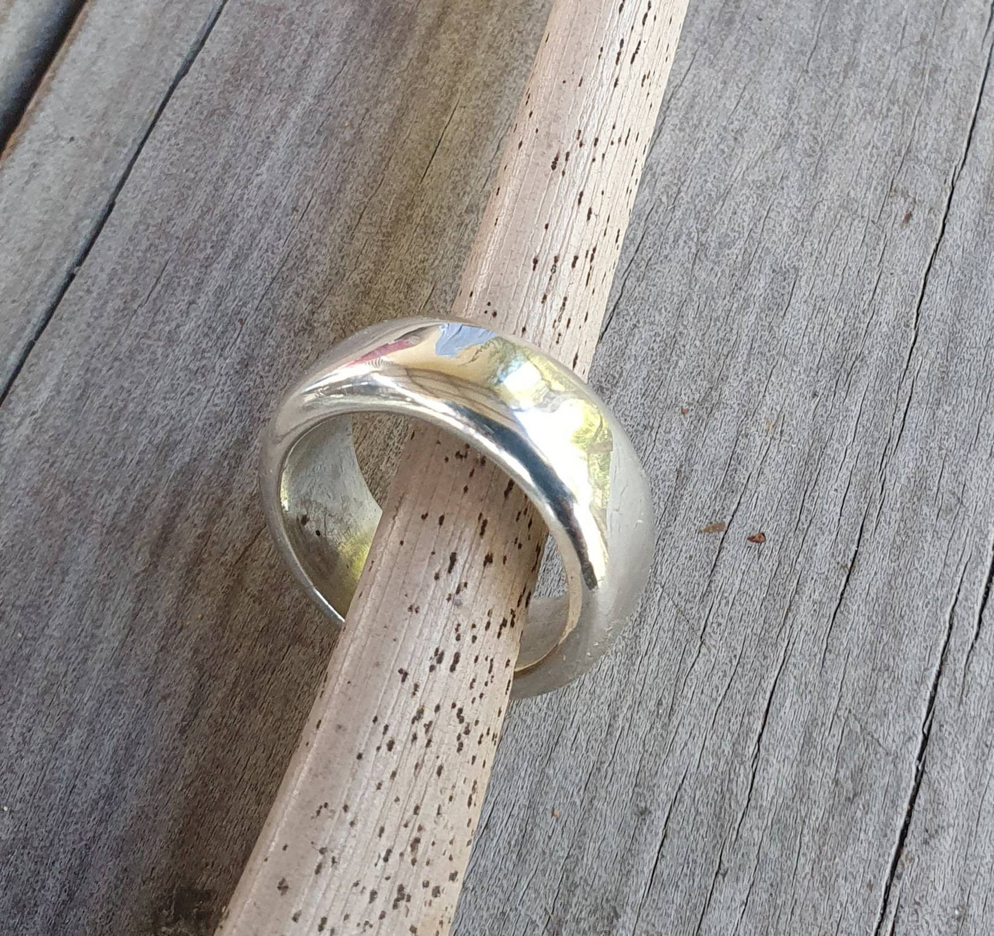 solid band,7.5m wide sterling silver,wedding ring,13 gms rounded band,half round ring,unisex,hand made,industrial,designer,