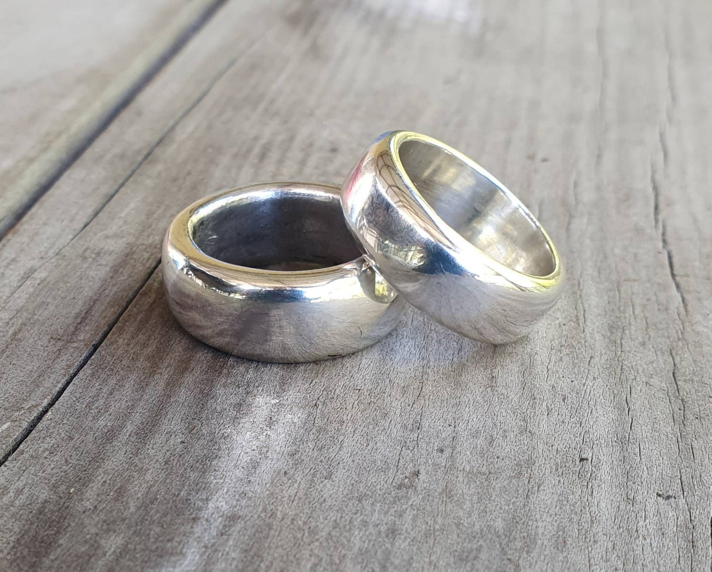 solid band,7.5m wide sterling silver,wedding ring,13 gms rounded band,half round ring,unisex,hand made,industrial,designer,