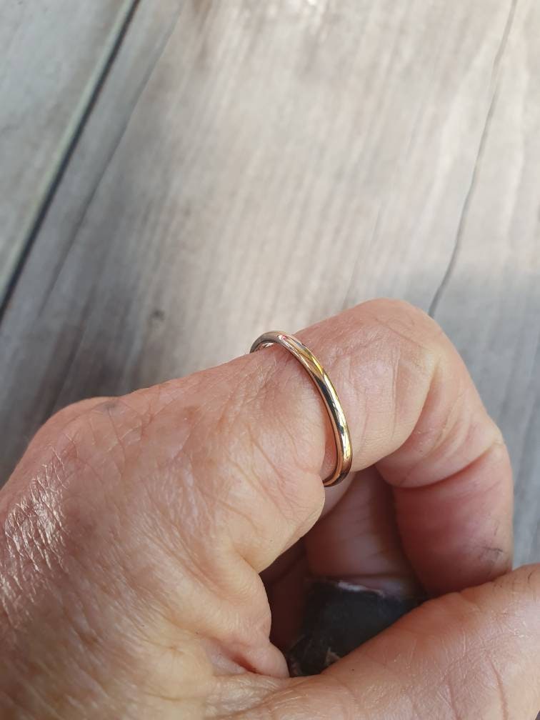 9k gold Stackerable ring 9ct  solid gold not plated 1.5mm plain gold band fine dainty boho pinkie stacker rose gold yellow