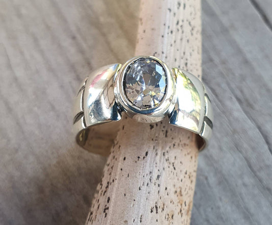 Cz ring,sterling silver,cubic zirconia,unisex band,handmade,boho,gypsy,gemstone ring,silver wedding ring,new age,