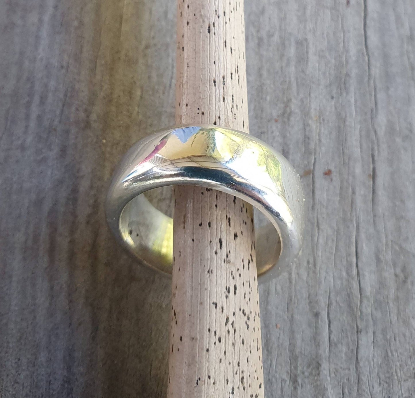 solid band,7.5m wide sterling silver,wedding ring,13 gms rounded band,half round ring,unisex,hand made,industrial,designer,