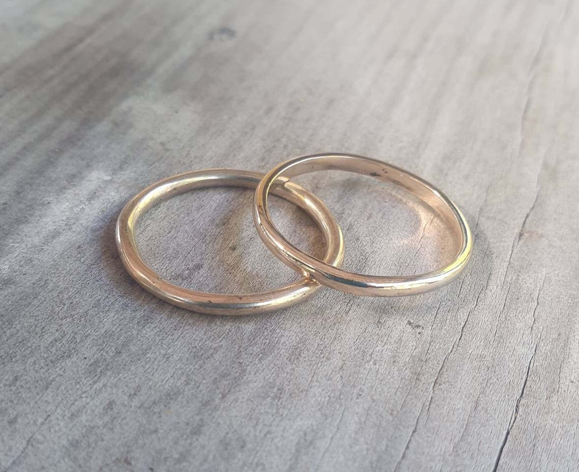 9k gold band,2mm half round ring,Stacker ring,solid gold not plated, plain gold band,fine and solid,boho,pinkie ring