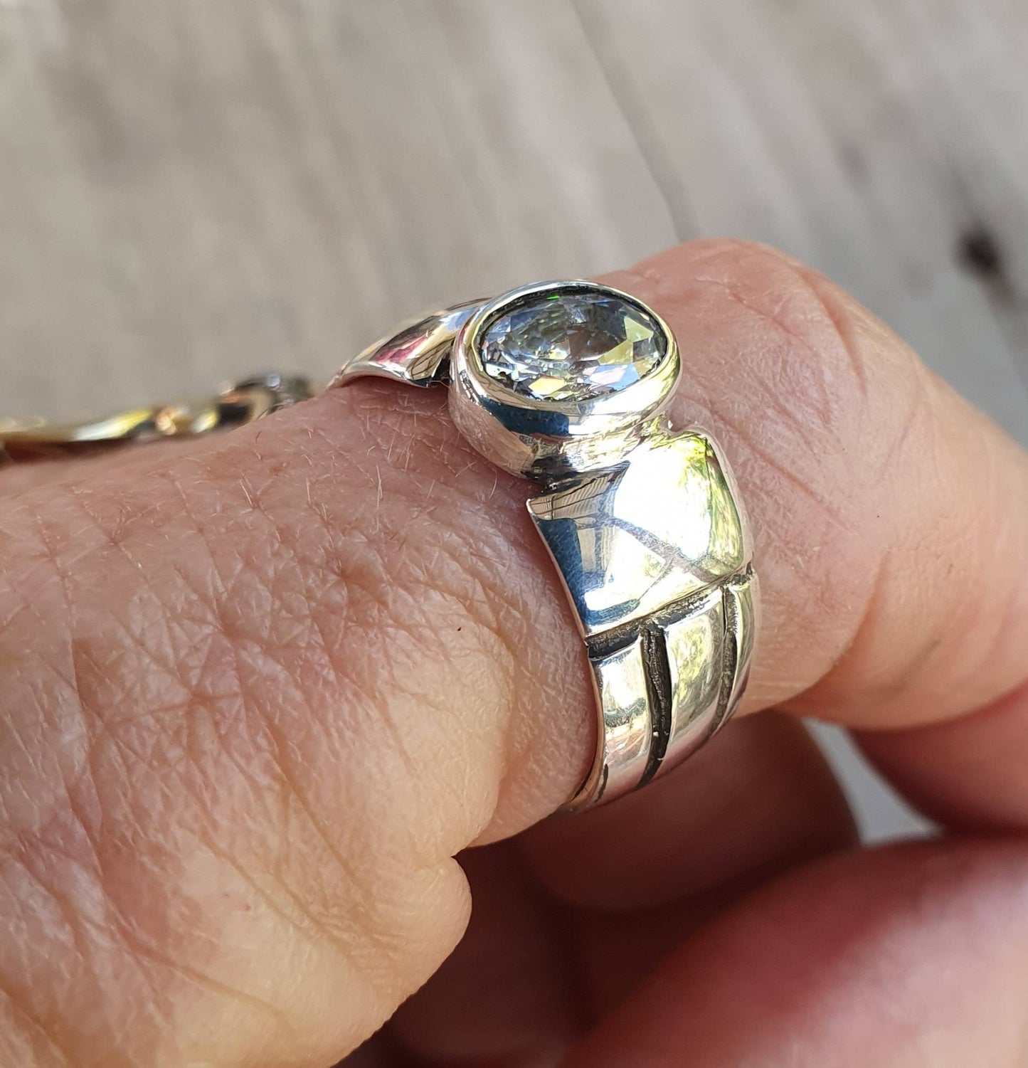 Cz ring,sterling silver,cubic zirconia,unisex band,handmade,boho,gypsy,gemstone ring,silver wedding ring,new age,