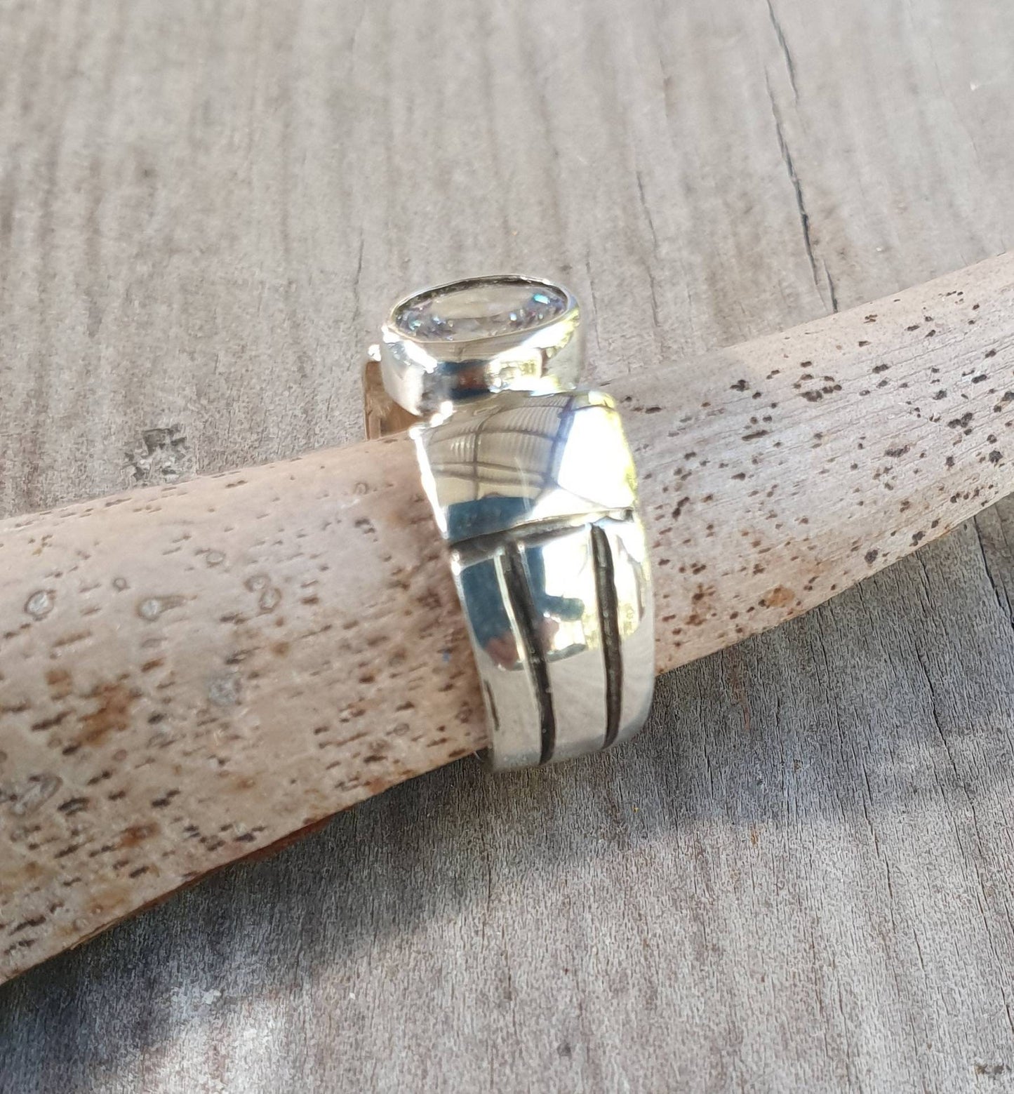 Cz ring,sterling silver,cubic zirconia,unisex band,handmade,boho,gypsy,gemstone ring,silver wedding ring,new age,