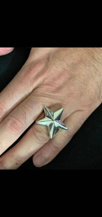 Star ring,Sterling silver,X Large caltex star unisex,five pointed star,chunky ring,unisex,boho,hipster,designer fashion,