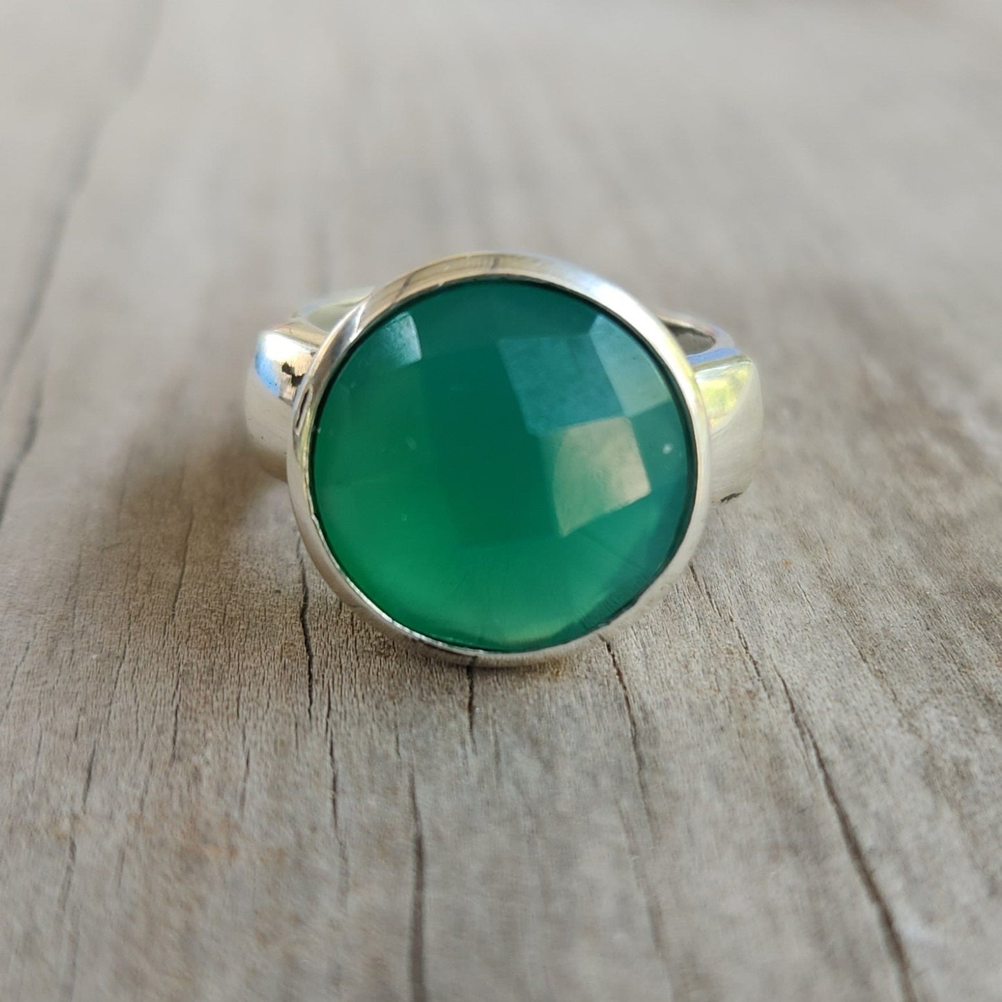 Green onyx ring,sterling silver,chunky ring,boho, large gemstone ring,handmade,cubic zirconia ring,modern