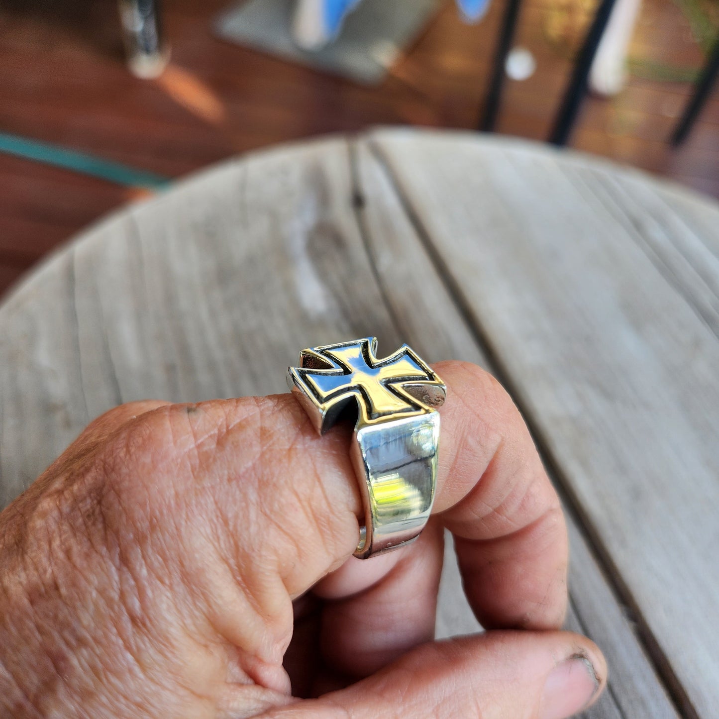 Maltese cross ring, solid sterling silver, knights templar, celtic,even sided cross,steampunk,gothic,
