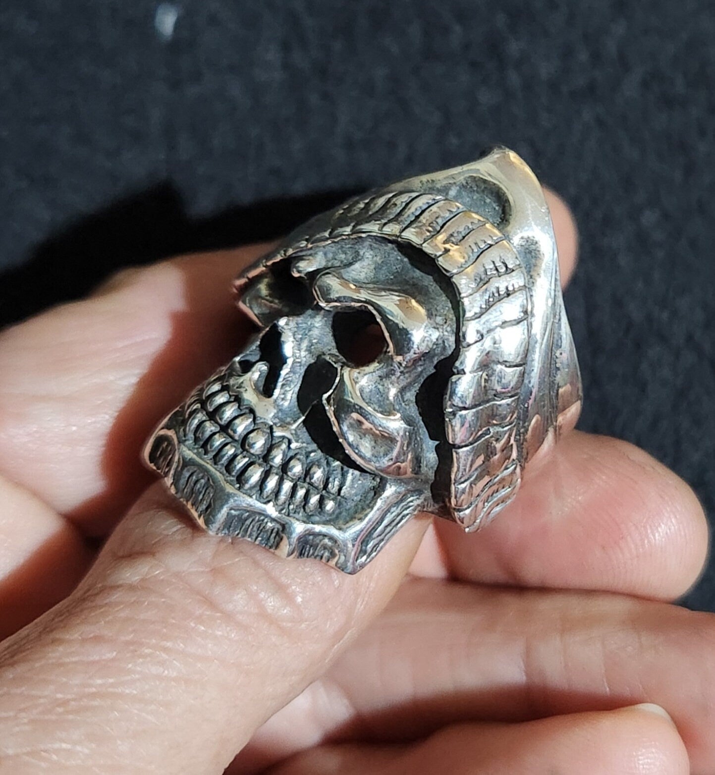 Large Skull ring,sterling silver,bandit,bandido,steampunk,gothic,punk,biker,handmade,hipster,pirate,medievil,mens fashion,