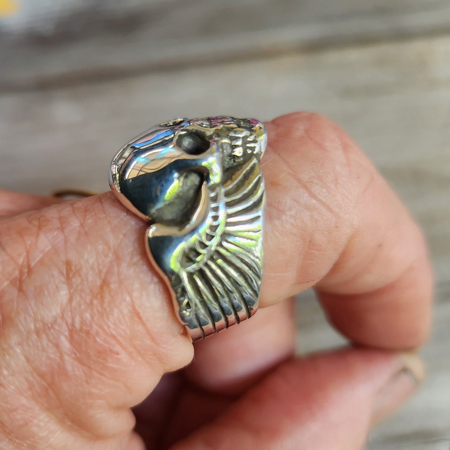 Skull winged ring,925 sterling silver, hells angel,unisex ring ,steampunk,vampire gothic, punk, solid sterling silver,heavy,hipster