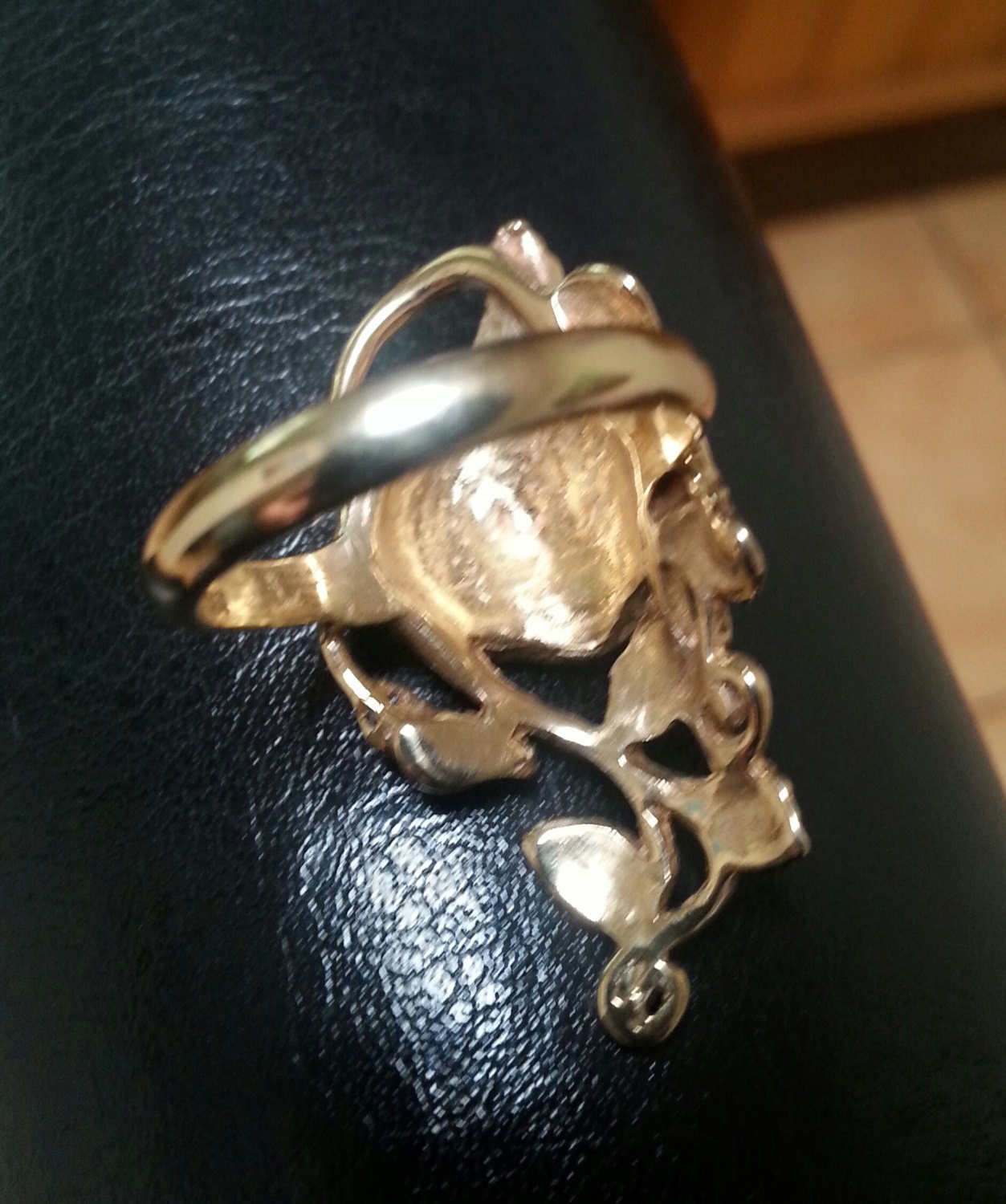 9k gold rose ring,9ct gold, long ring,handmade,goddess,boho,flower ring, altern steampunk gothic art nouveau victorian