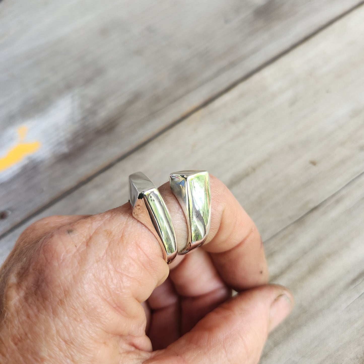 Silver chunky plain ring,rectangle solid sterling silver thick,handmade,boho,blank  modern industrial band