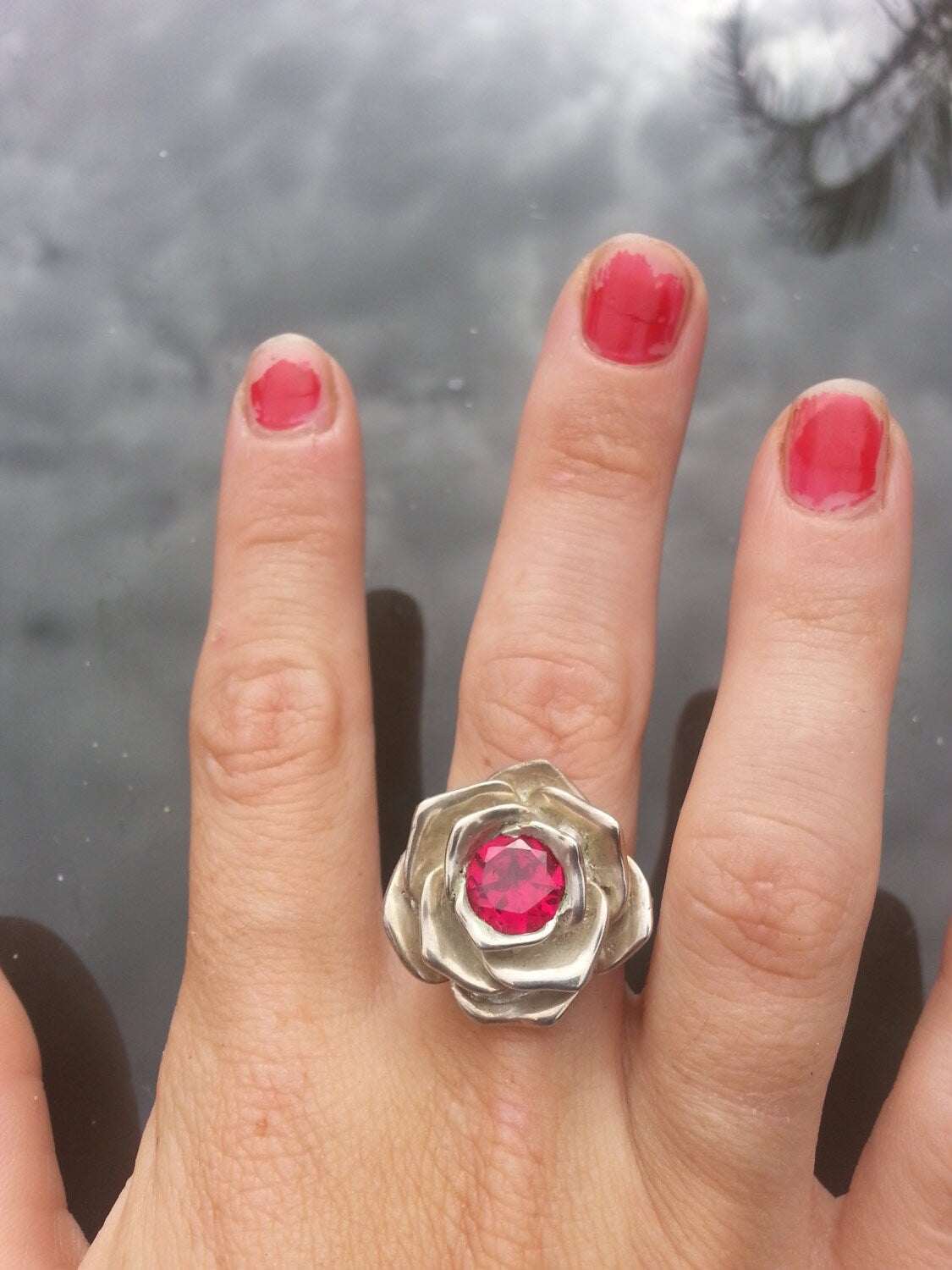 Large silver rose ring,925 sterling silver, alternative steampunk gothic art nouveau victorian punk