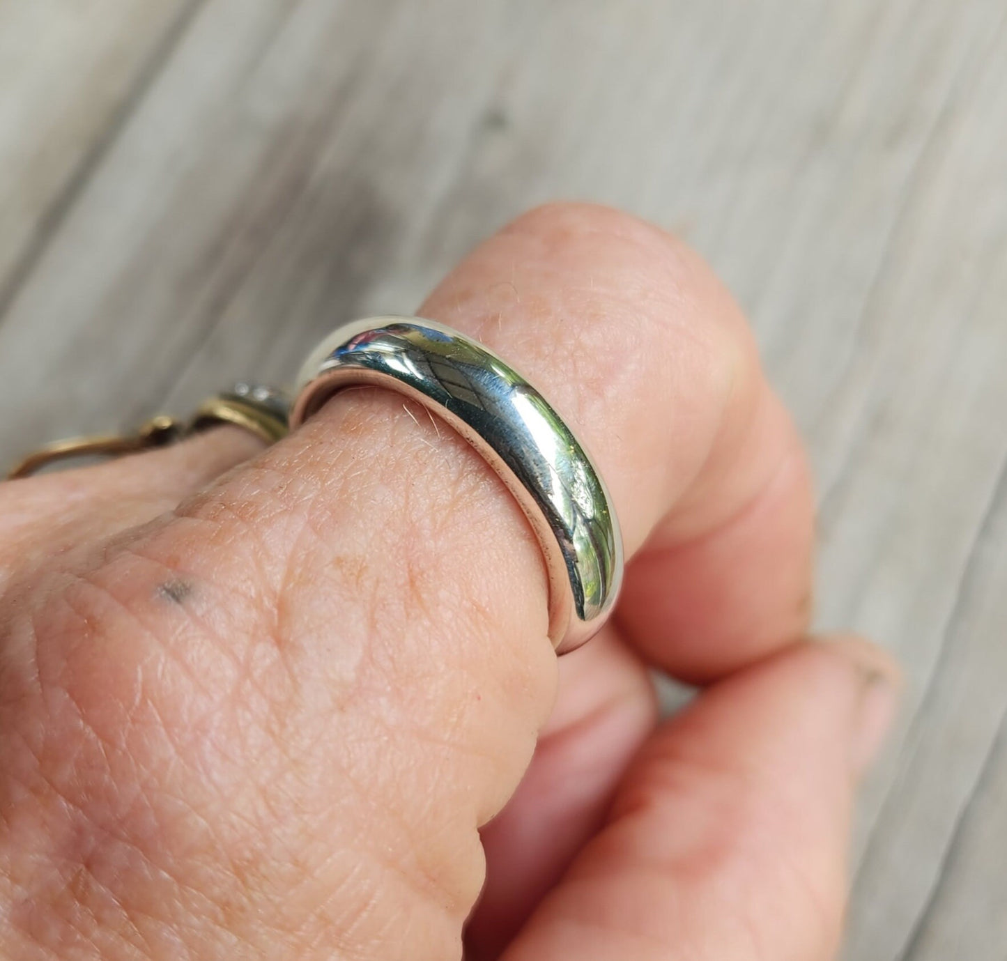 Silver band 5.4m,solid,plain sterling silver ring,half round band,wedding,dress ring,boho,unisex,handmade,d shape ring,chunky ring,
