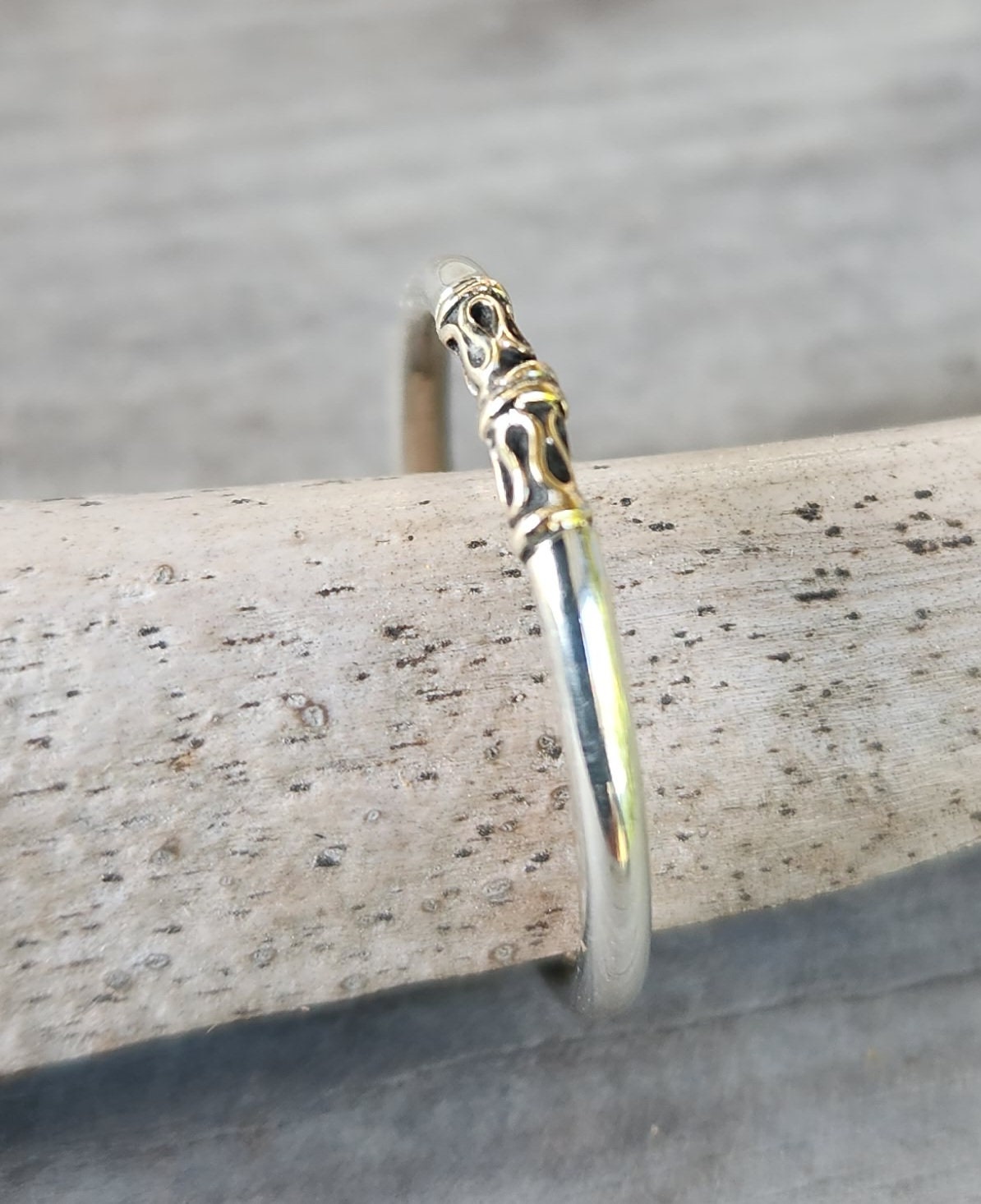 Two tone stacking ring,solid 9k/9ct gold and sterling silver,thin stacker ring,mixed metal ringI