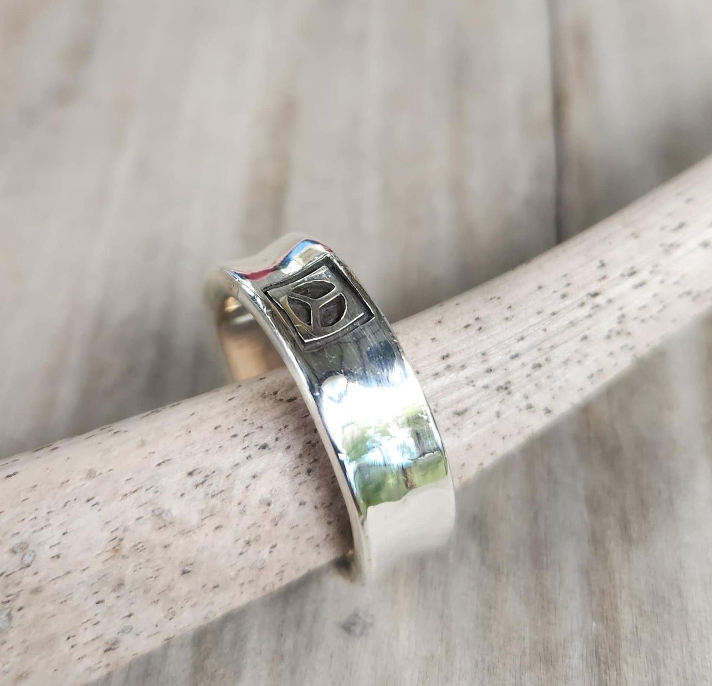 peace ring,sterling silver,concave band,hippy,rockabilly, hipster,signet, alternative,hand made,retro,boho,love,gypsy,