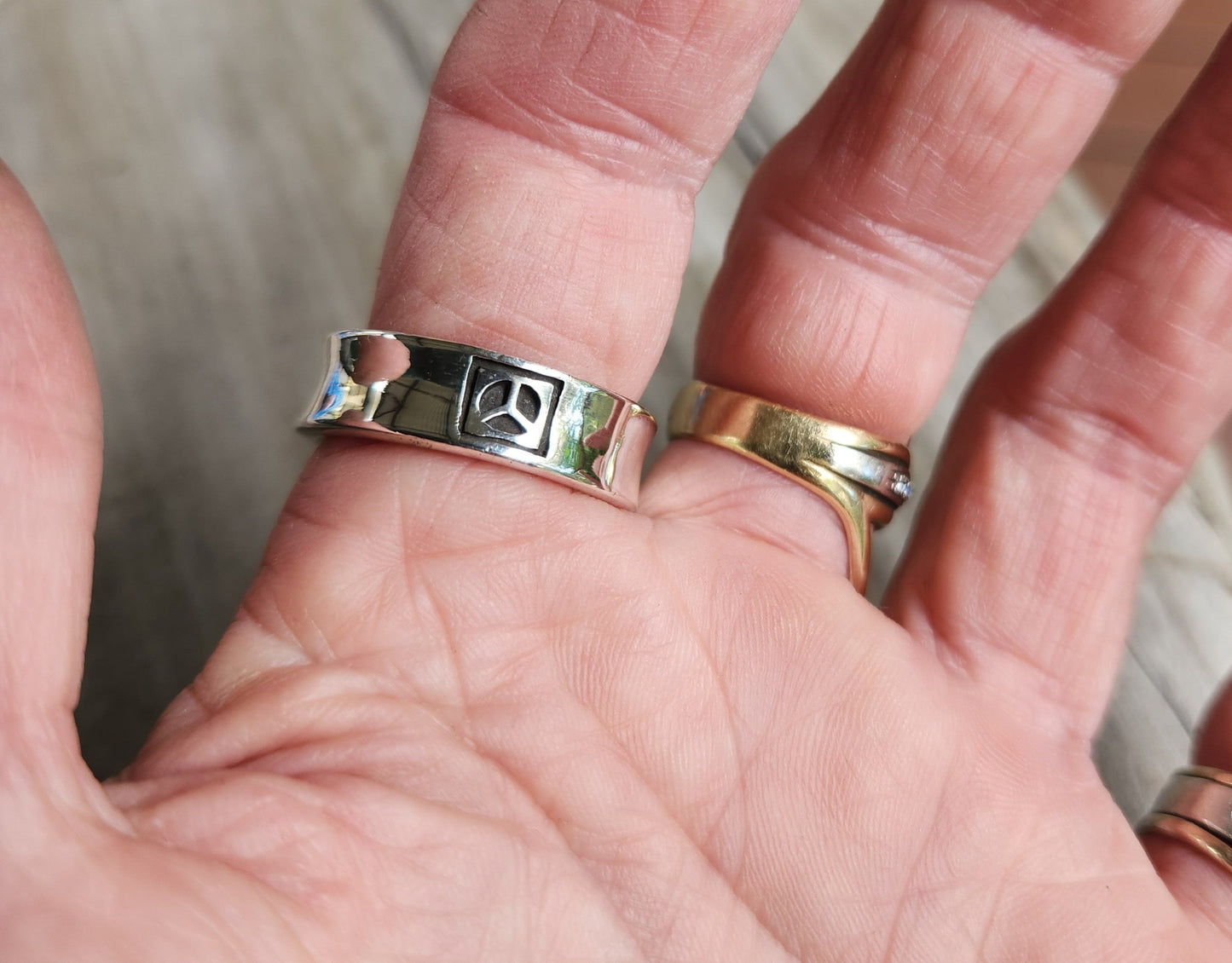 peace ring,sterling silver,concave band,hippy,rockabilly, hipster,signet, alternative,hand made,retro,boho,love,gypsy,