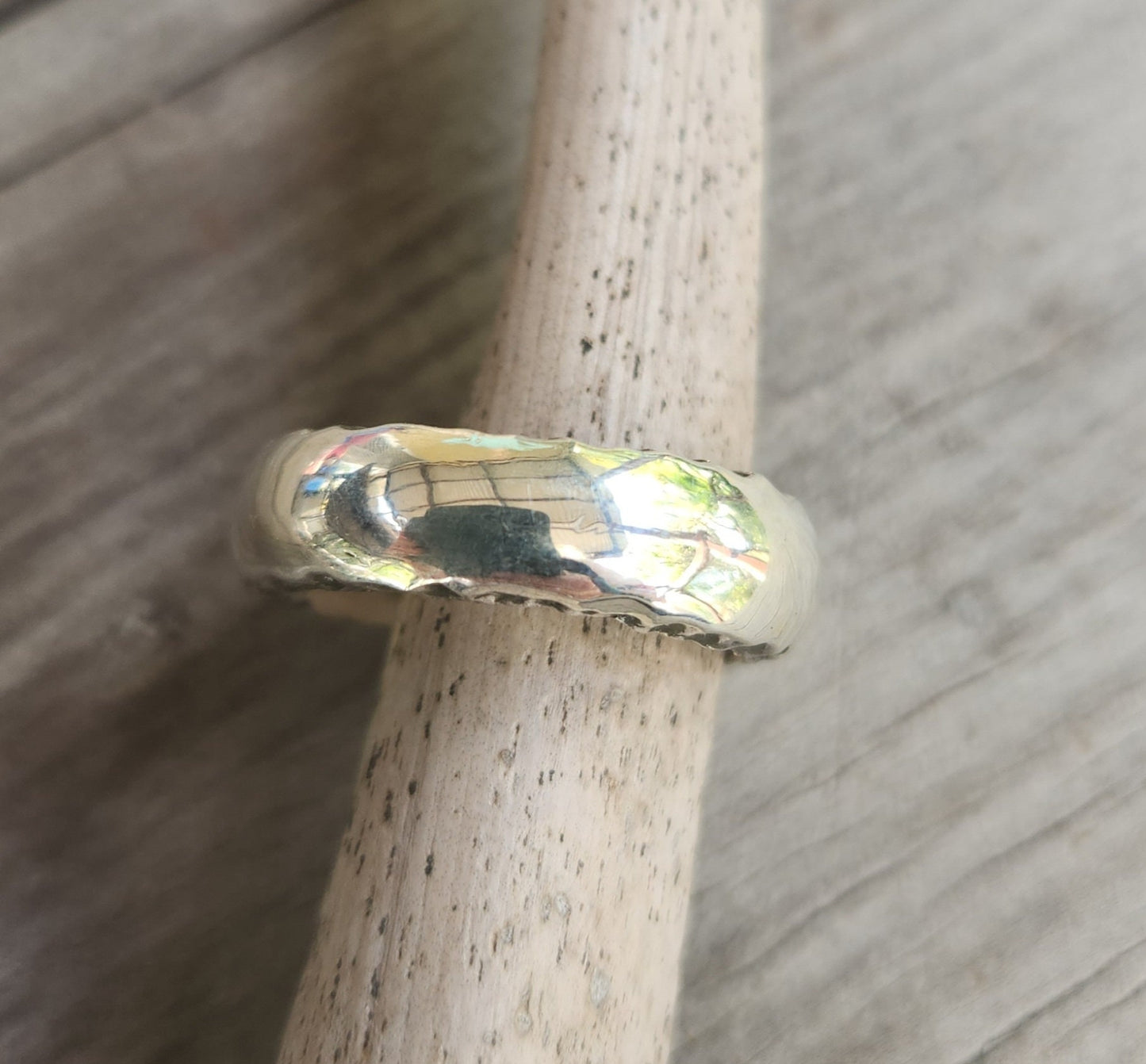 Silver rustic plain ring,6mm band,nugget,sterling silver,handmade hammered sides,industrial,steampunk wedding,dress ring
