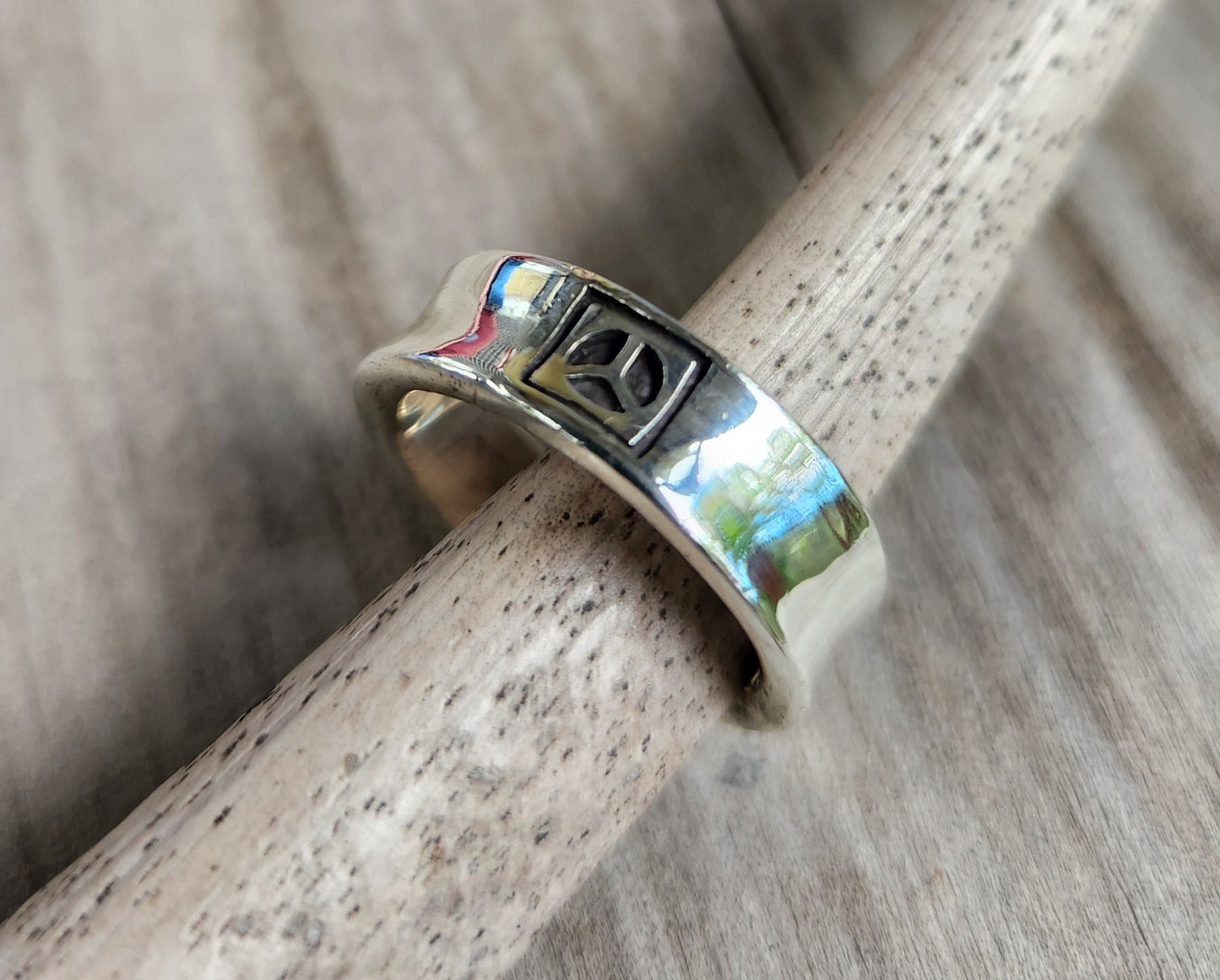 peace ring,sterling silver,concave band,hippy,rockabilly, hipster,signet, alternative,hand made,retro,boho,love,gypsy,