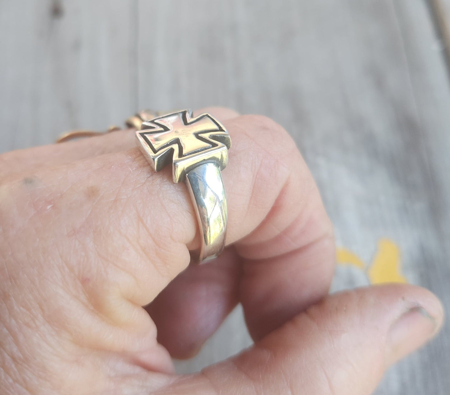 Small cross ring,sterling silver,chopper, even cross,solid chunky ring,Hetfield tribute, steampunk,gothic, Celtic cross, ,knights templar