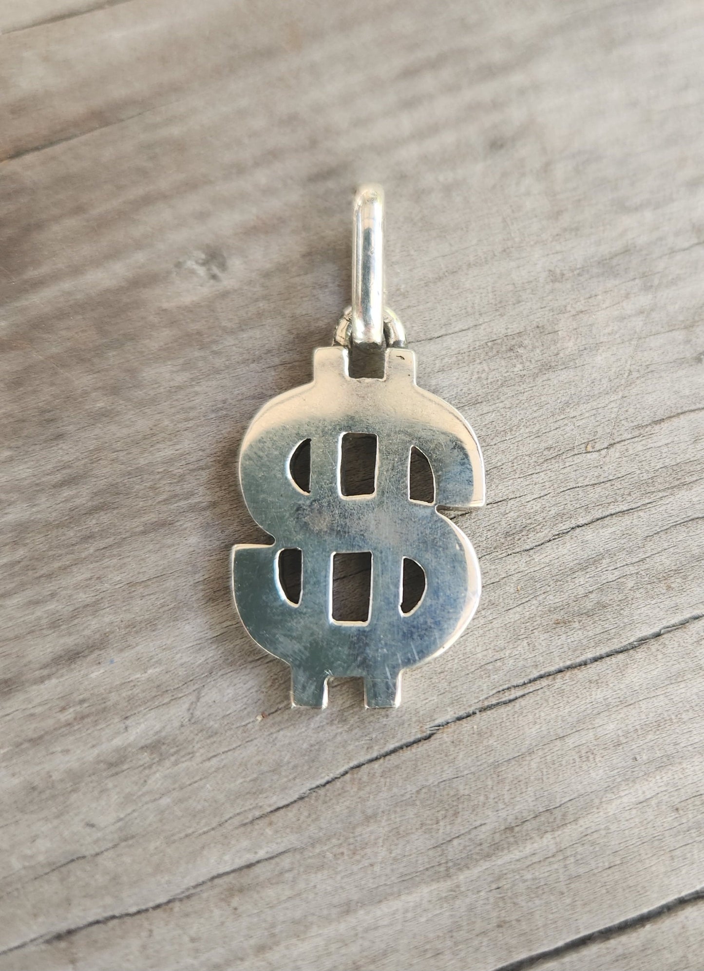 dollar pendant,sterling silver,money rapper,solid chunky necklace.
