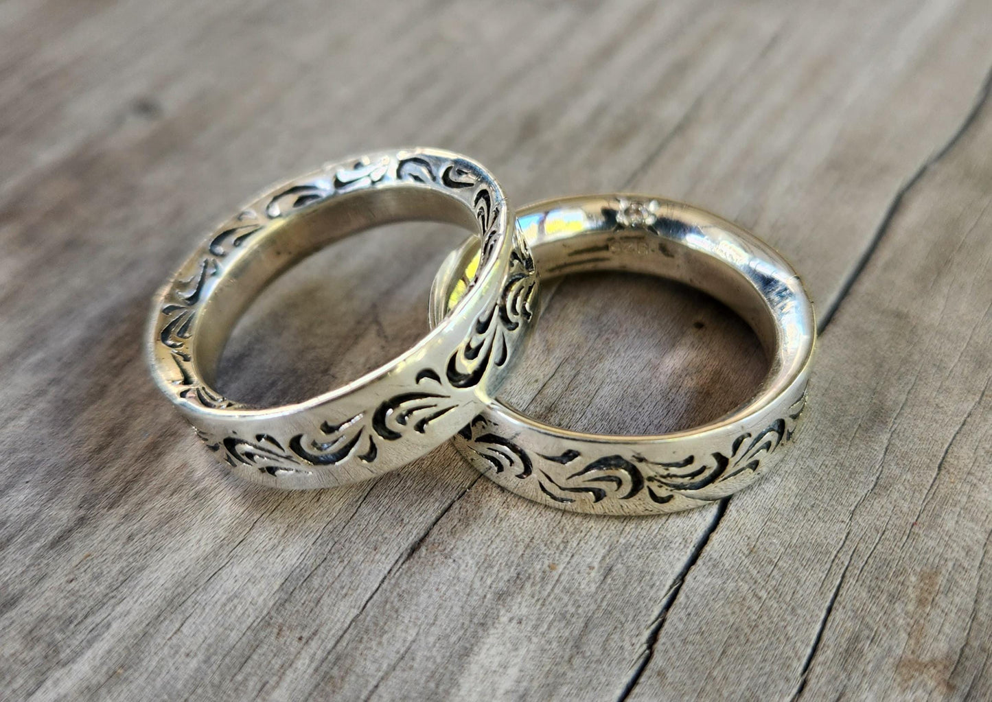 Swirl patterned band,chunky,sterling silver,handmade,scroll,Victorian pattern ring,silver wedding ring,solid band