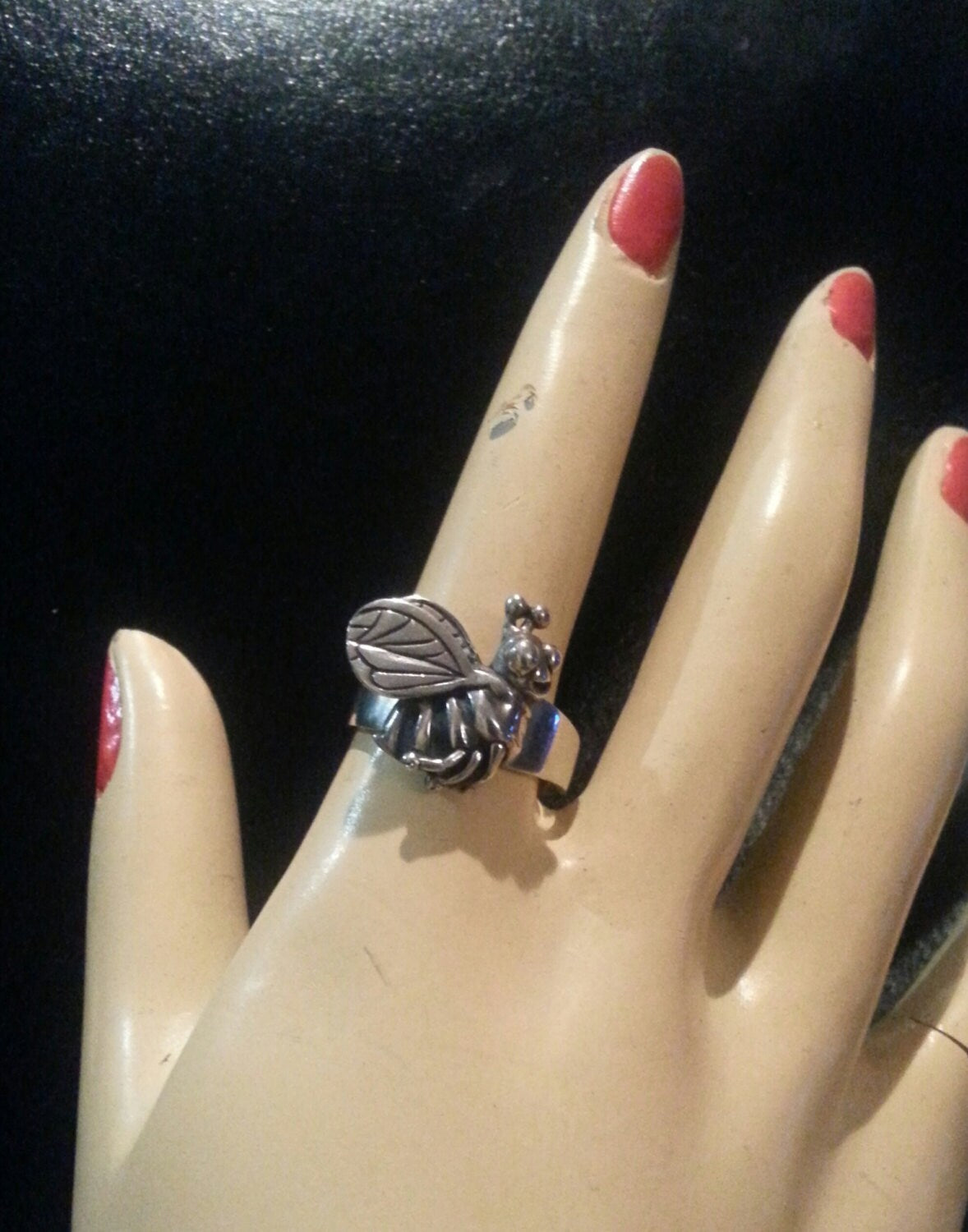 Bee ring,Sterling silver, bumble B,boho,insect,organic,nature,handmade,wasp,woodland ring