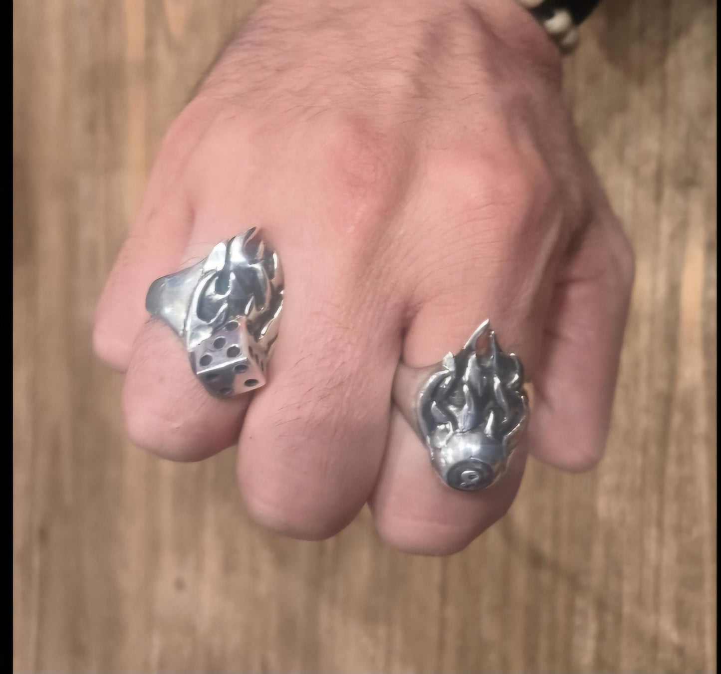 Eight ball flame ring,solid sterling silver,  pool,billards,muscle car culture, rockabilly,hand made,long ring,unisex ring,