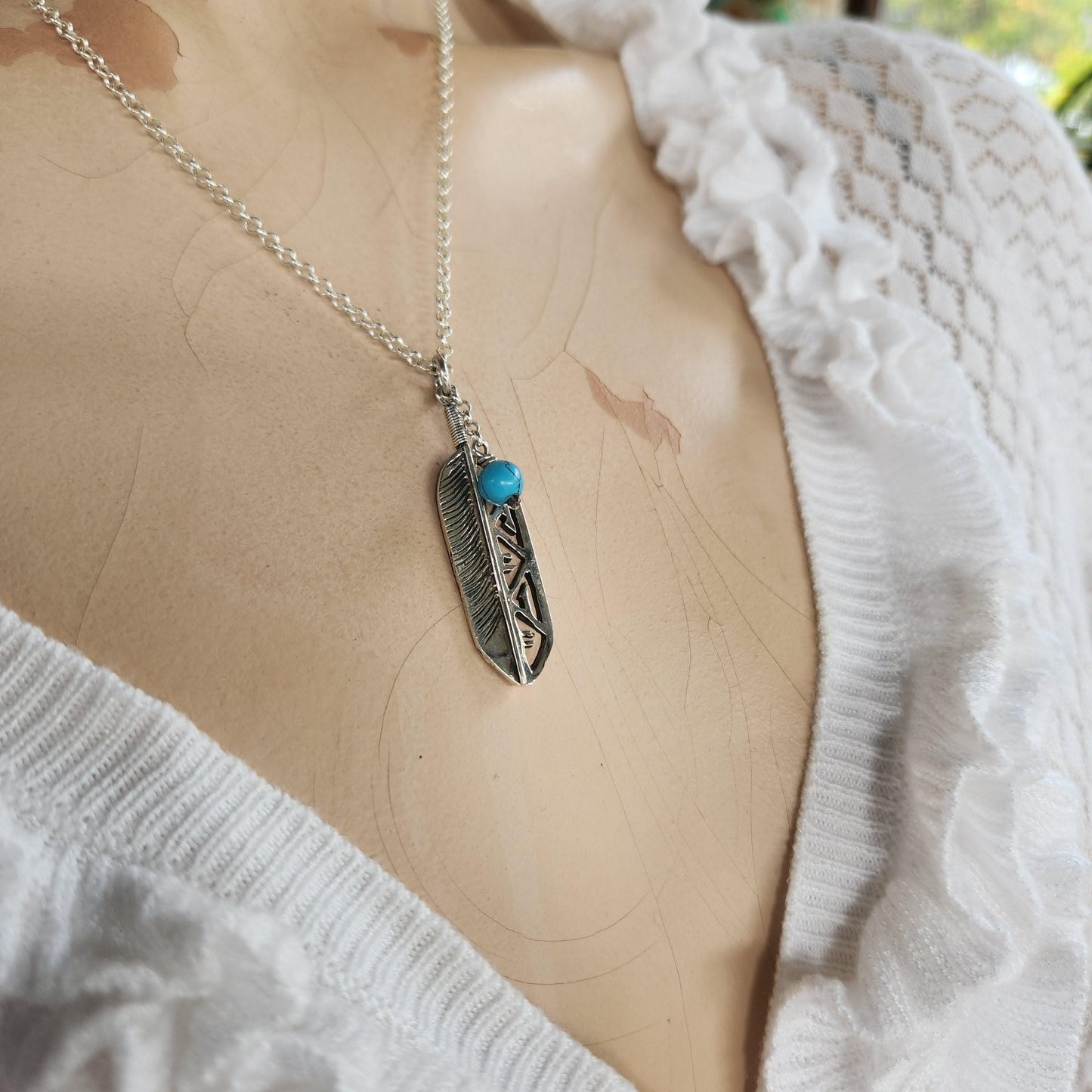 feather turquoise pendant,925 sterling silver,eagle,indian,gypsy,hippy,boho,aztec.