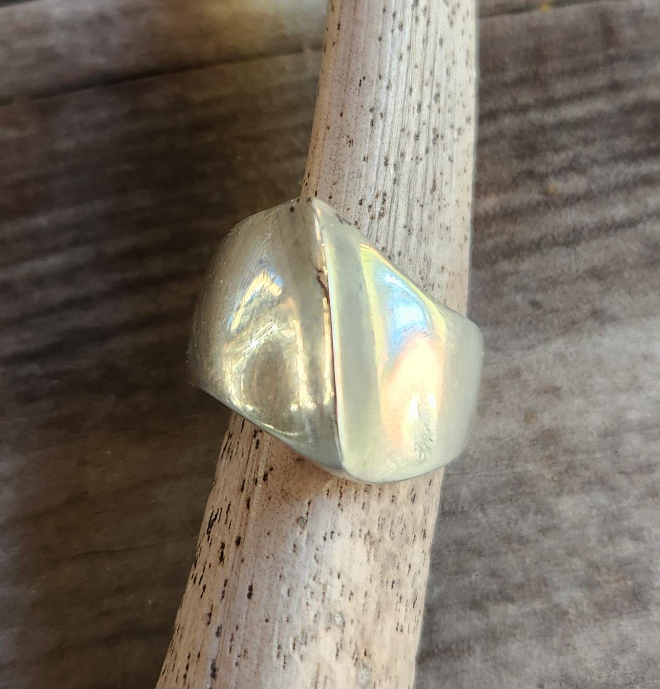 Solid plain ring,sterling silver, chunky high top,handmade,ladies fashion,wide silver ring