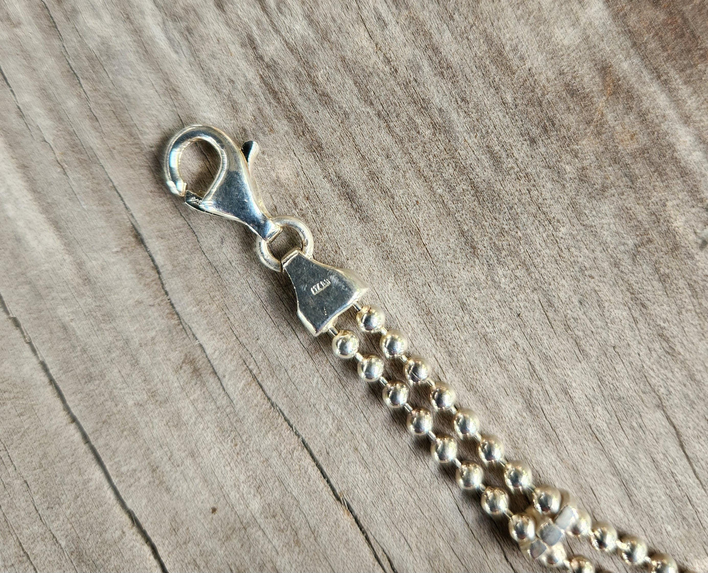 silver ball bracelet,sterling silver,double ball chain,handmade,fine link bracelet,boho,
