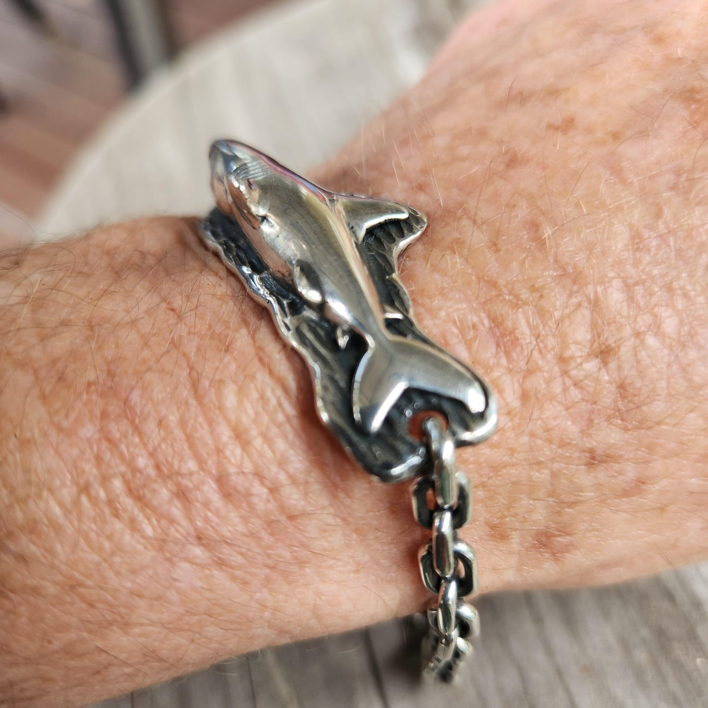 Shark bracelet,sterling silver ,great white,handmade,fisherman,animal jewelry,