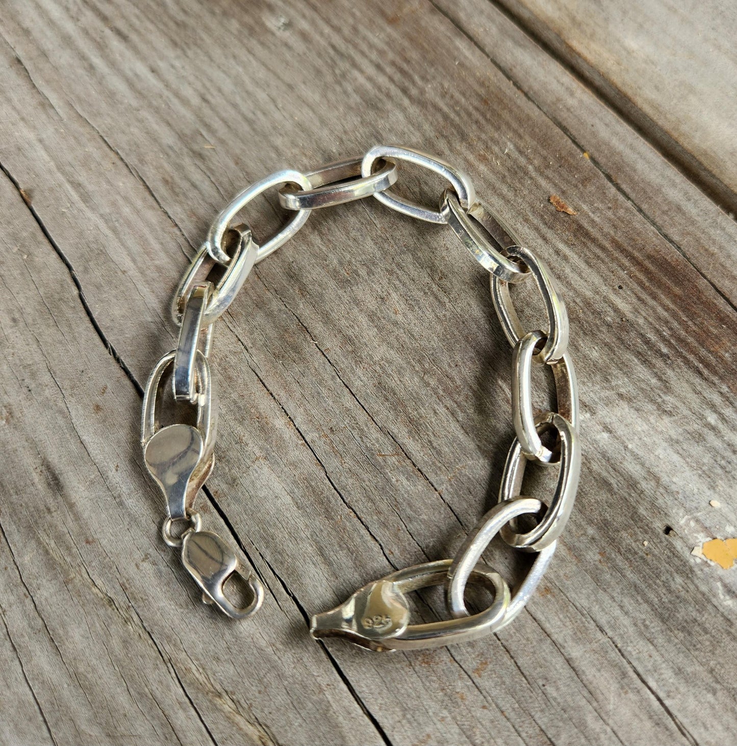 Chunky 925 silver bracelet,sterling silver,oval square handmade links,unisex,link bracelet,boho,mens heavy bracelet