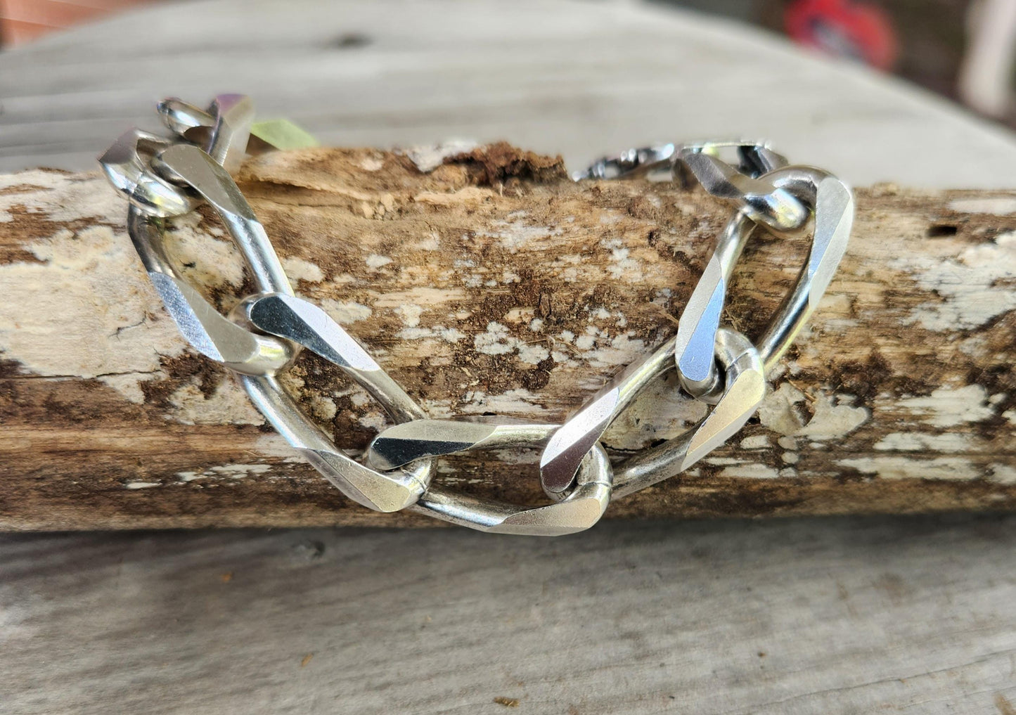 Silver diamond cut curb bracelet,sterling silver,matt finish,chunky chain,plain chain,