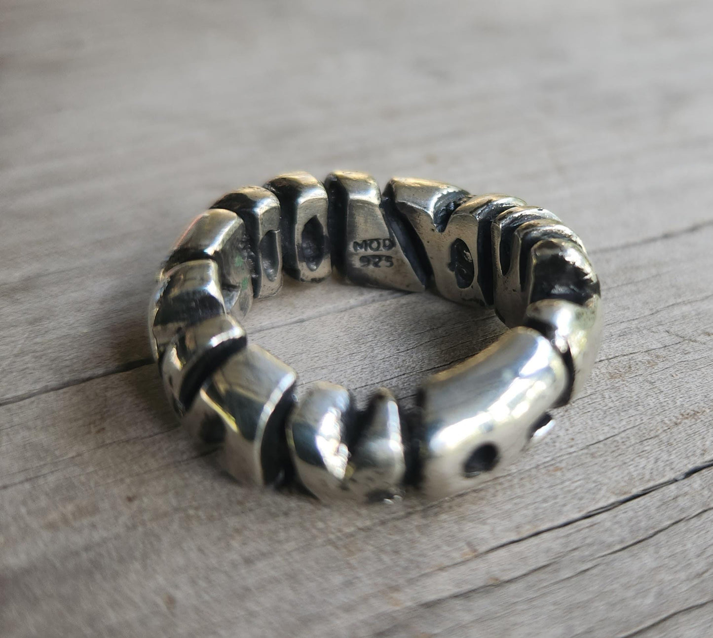 Skater ring,925 sterling "loonyskater" bubble graffiti writing,