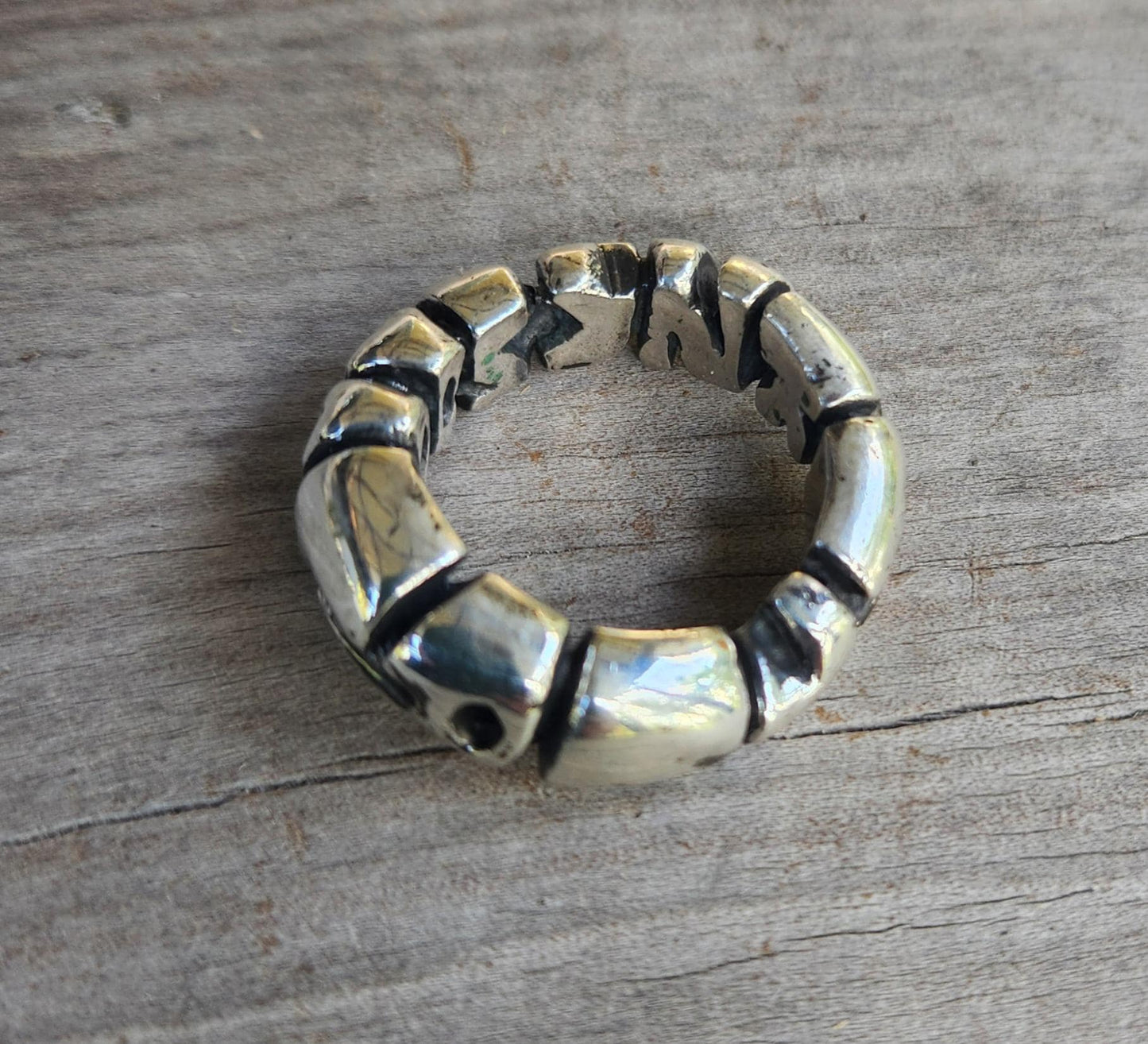 Skater ring,925 sterling "loonyskater" bubble graffiti writing,