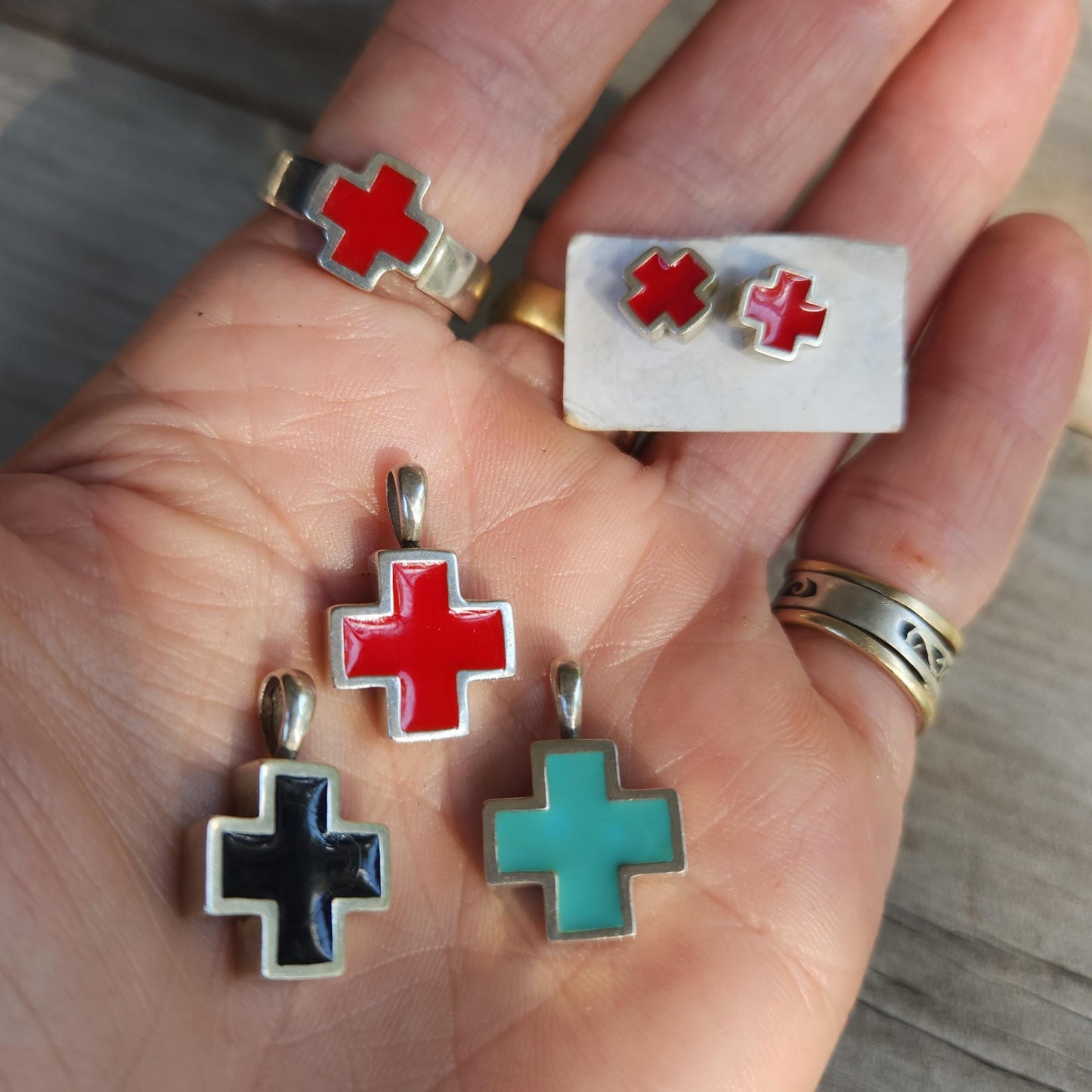 cross ring,sterling silver,even cross,black,red or blue enamel, Christian,Celtic cross,medieval,religious,pagan,hand made,knights templar