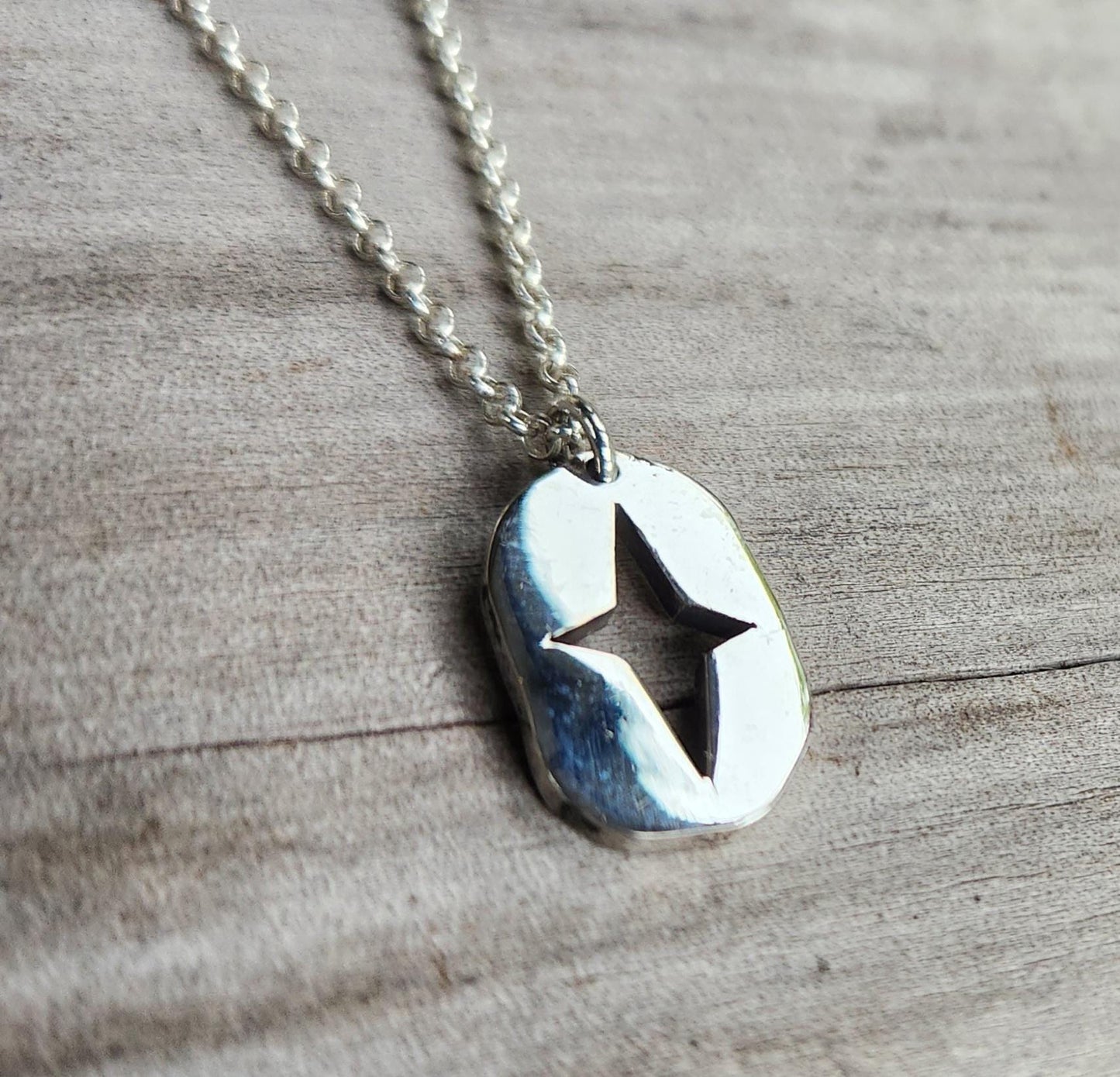 star pendant,sterling silver,moon,crescent jewelry,handmade tags,cut out moon and star,goddess