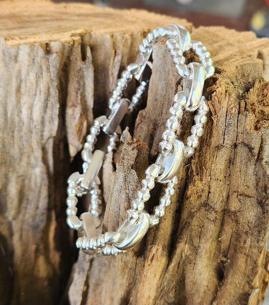 Silver heavy bracelet,sterling silver,handmade,matt finish,chunky chain,