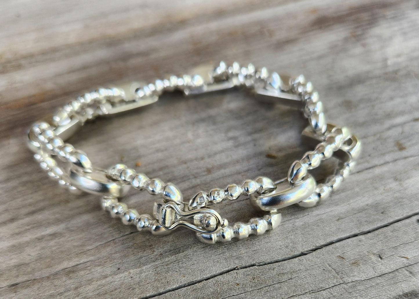 Silver heavy bracelet,sterling silver,handmade,matt finish,chunky chain,