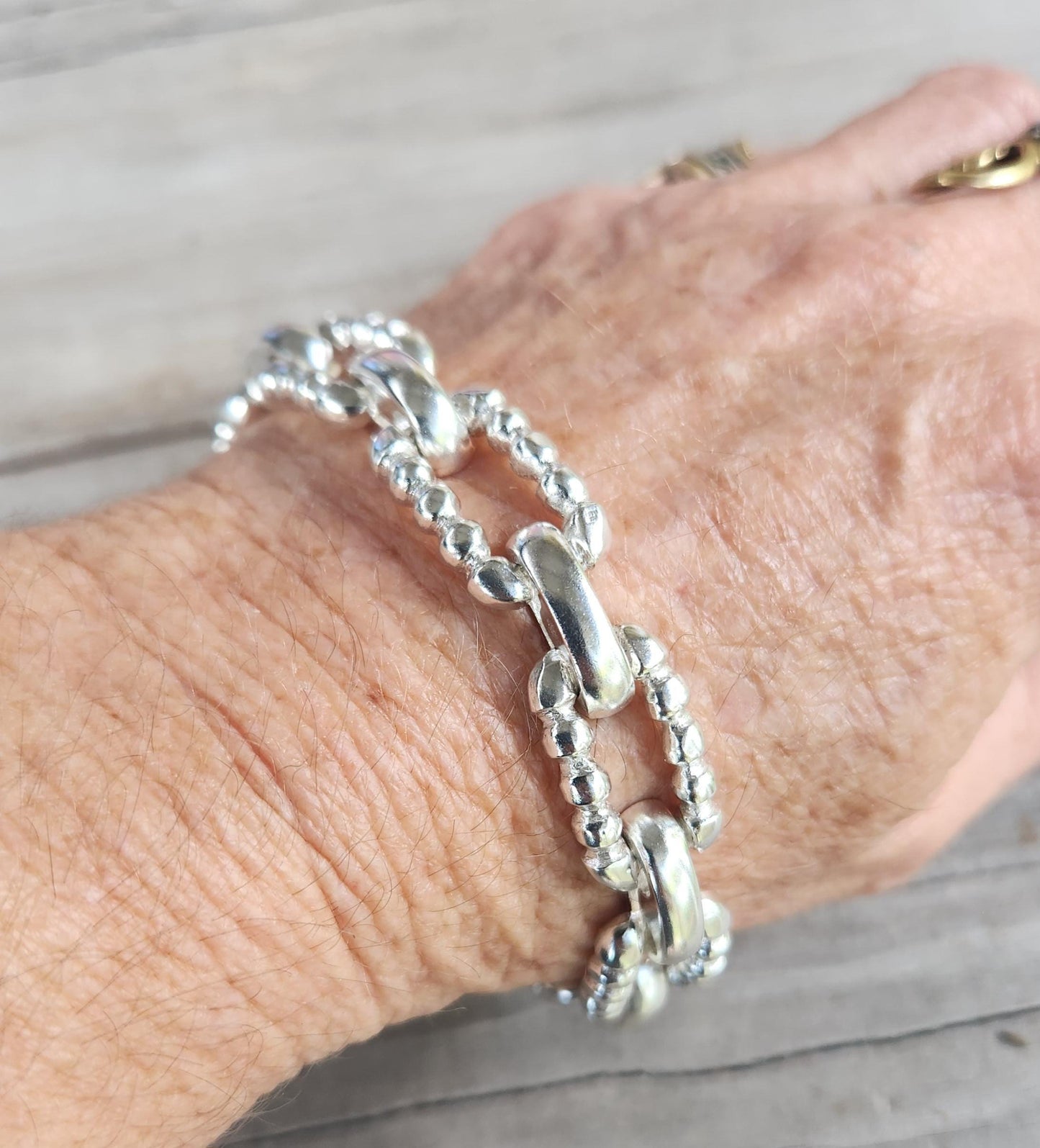 Silver heavy bracelet,sterling silver,handmade,matt finish,chunky chain,