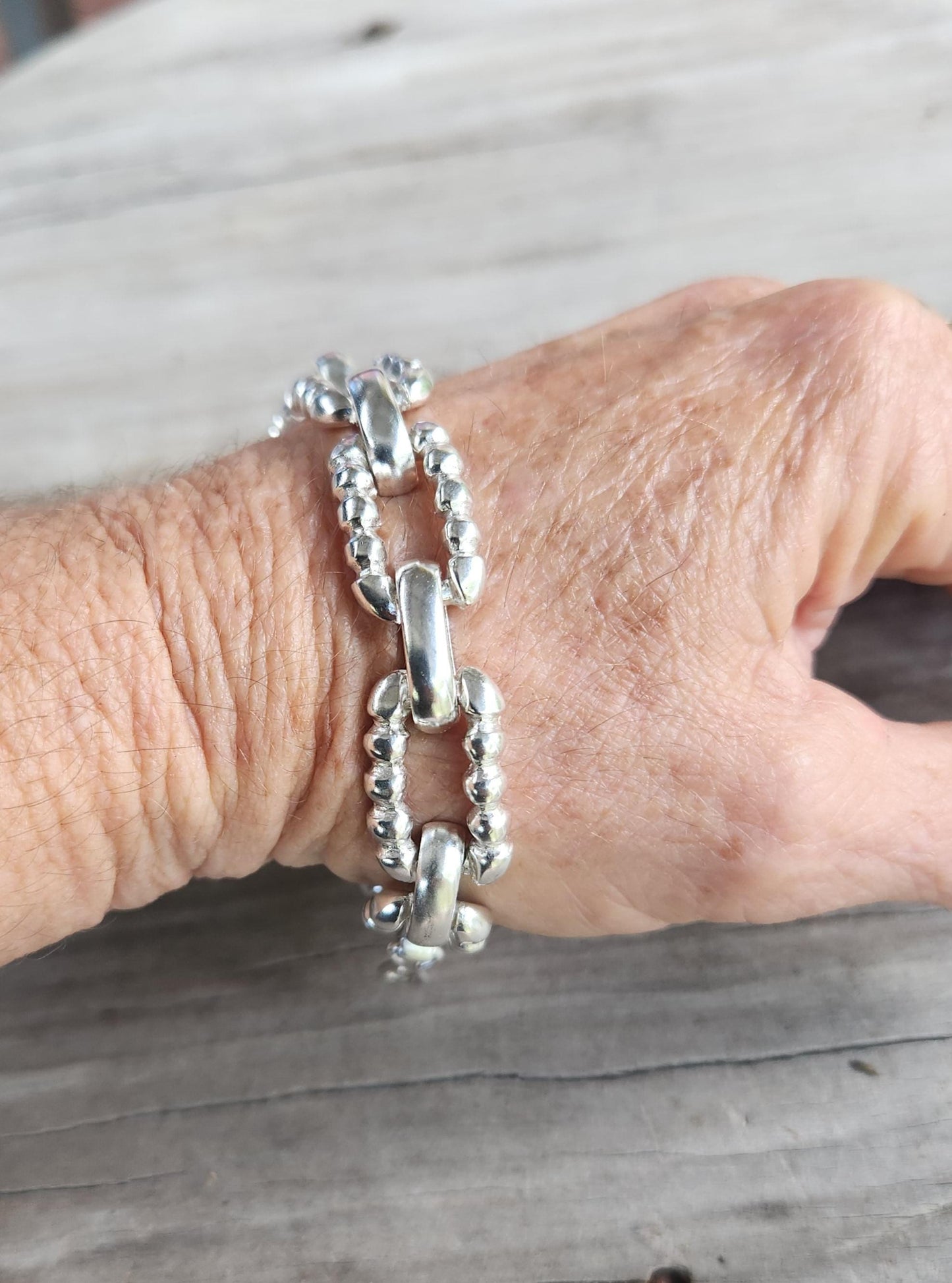 Silver heavy bracelet,sterling silver,handmade,matt finish,chunky chain,